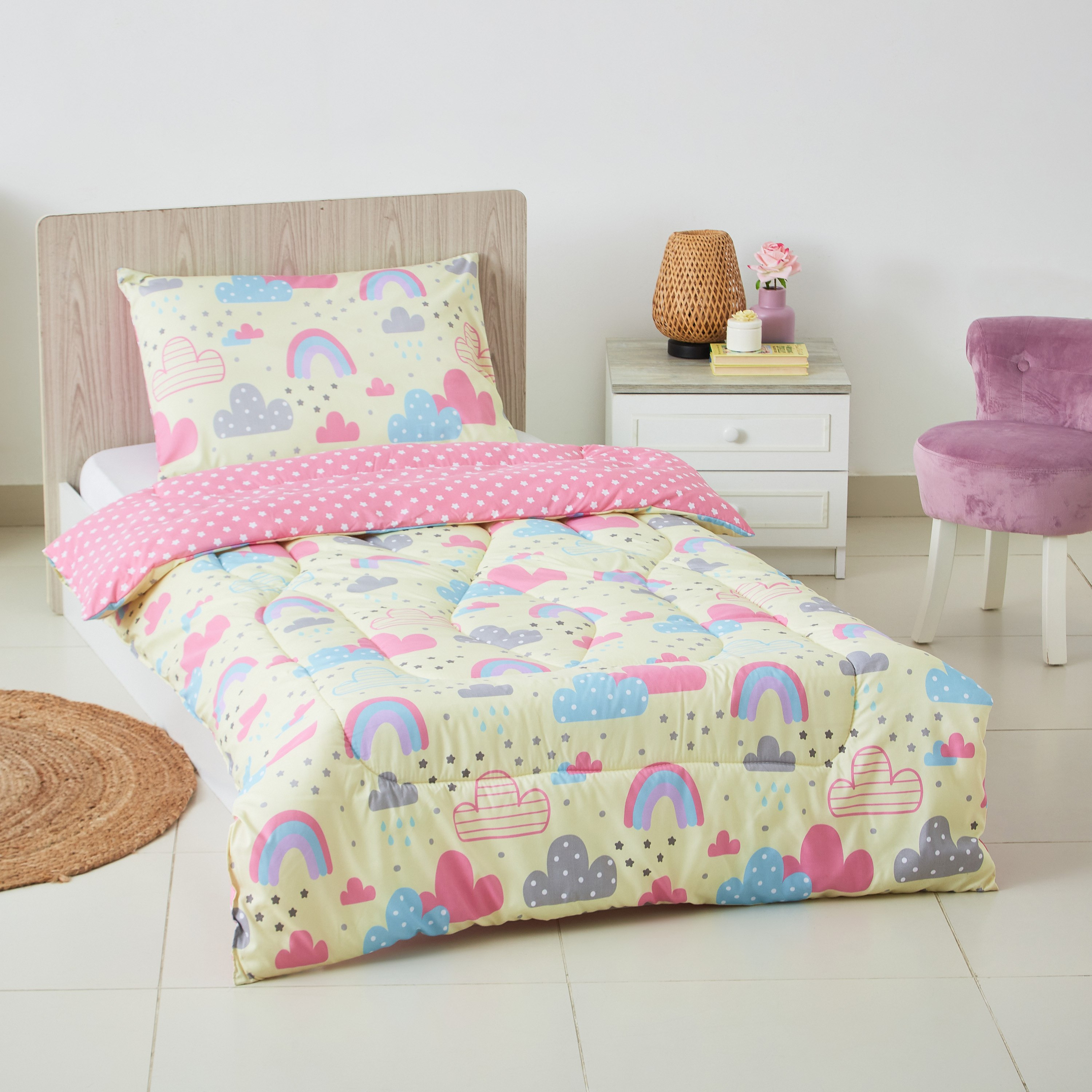 طقم لحاف فردي بطبعات رقميّة هابي رينبو قطعتين من موديش - 130x220 سم-hbxhomeware-hbxkidsandyouth-image-1