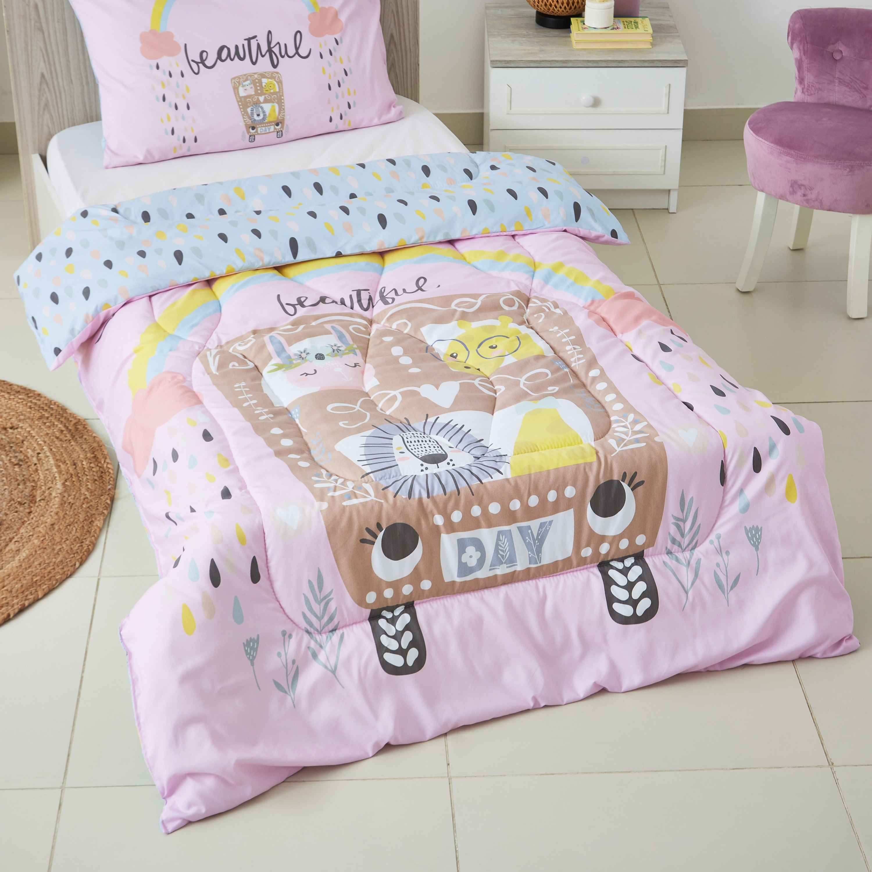 طقم لحاف فردي قطعتين بطبعات بيوتيفول ديجيتال من موديش- 130x220 سم-hbxhomeware-hbxkidsandyouth-image-2