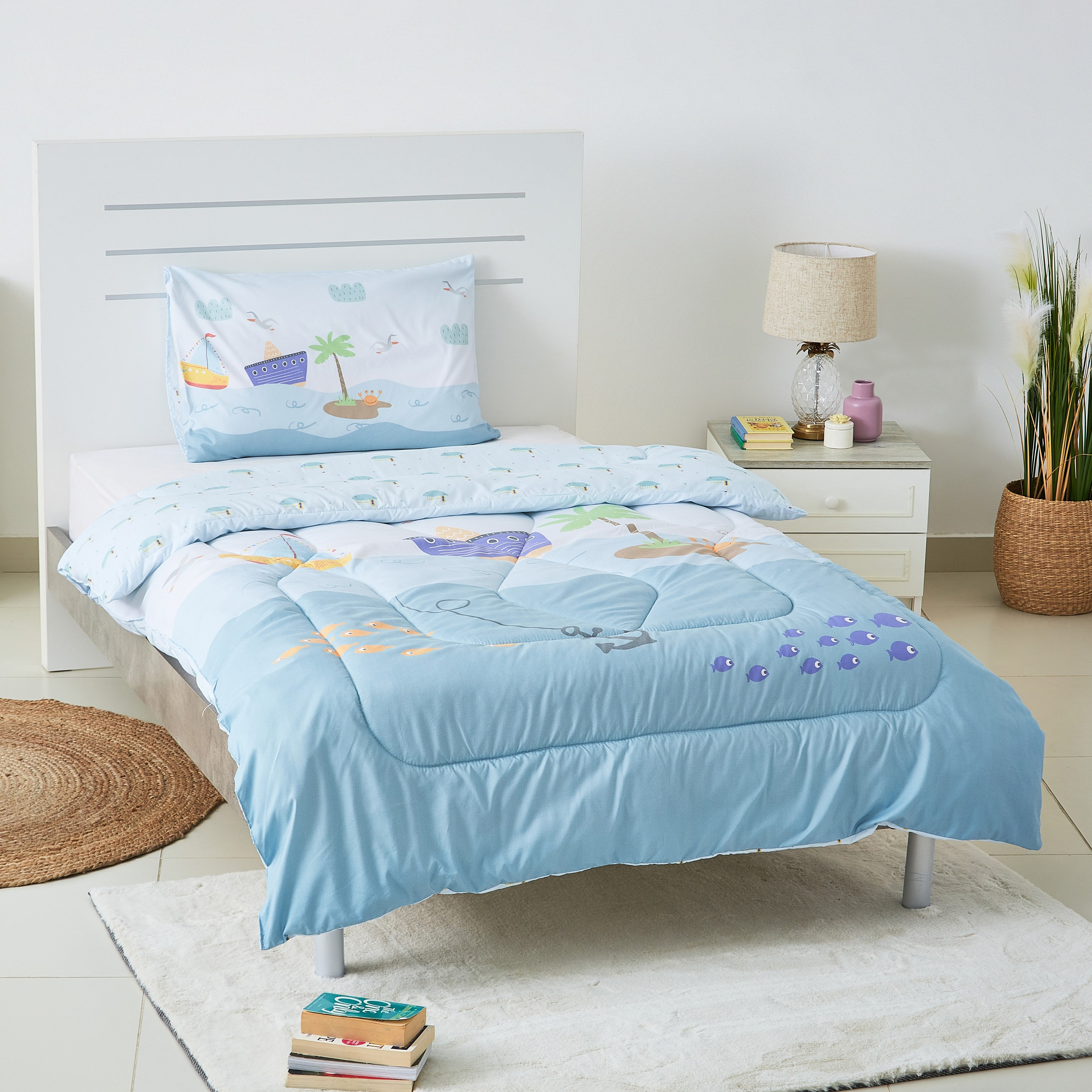 طقم لحاف مزدوج قطعتين بطبعات بحر رقميّة من موديش- 160x220 سم-hbxhomeware-hbxkidsandyouth-image-1