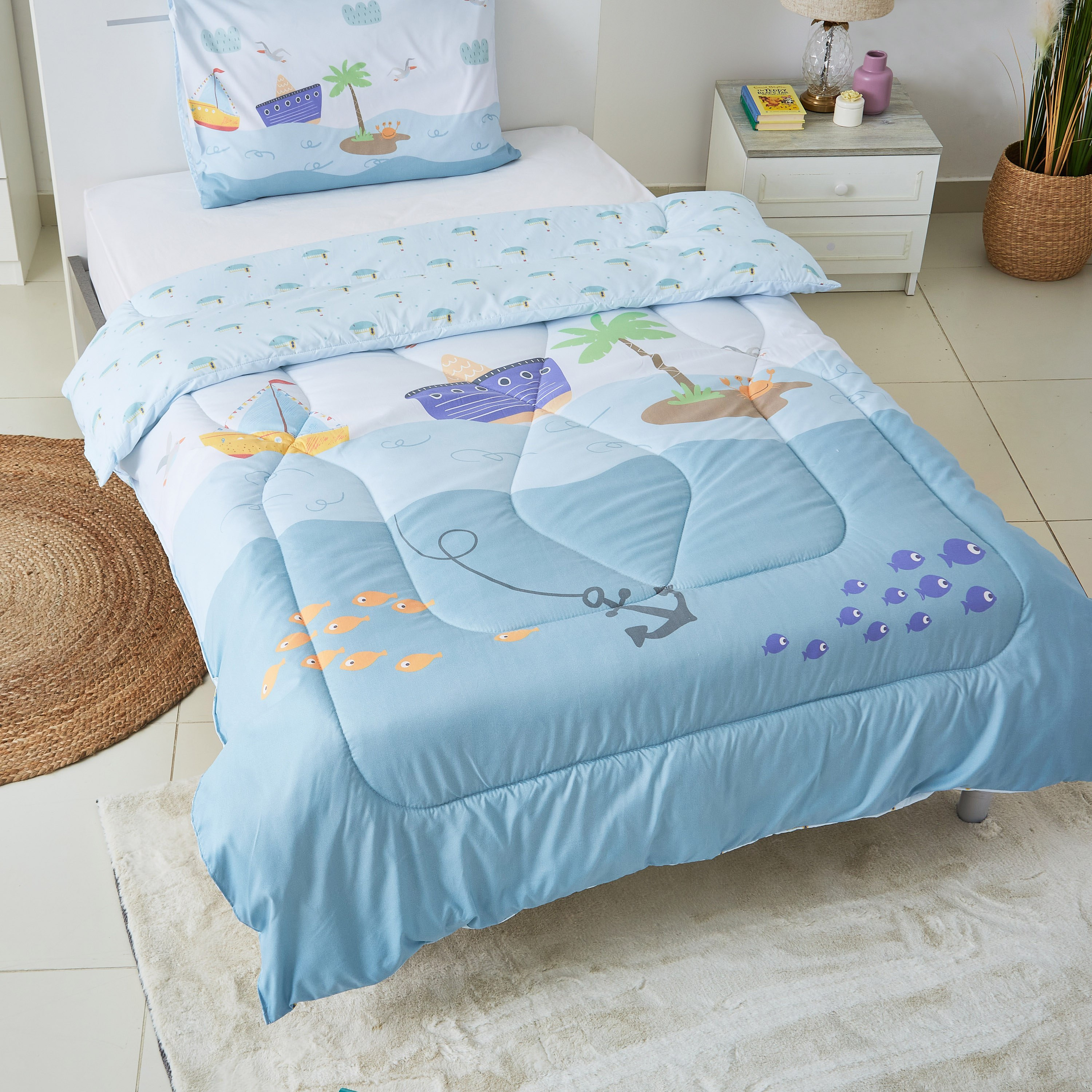 طقم لحاف مزدوج قطعتين بطبعات بحر رقميّة من موديش- 160x220 سم-hbxhomeware-hbxkidsandyouth-image-2