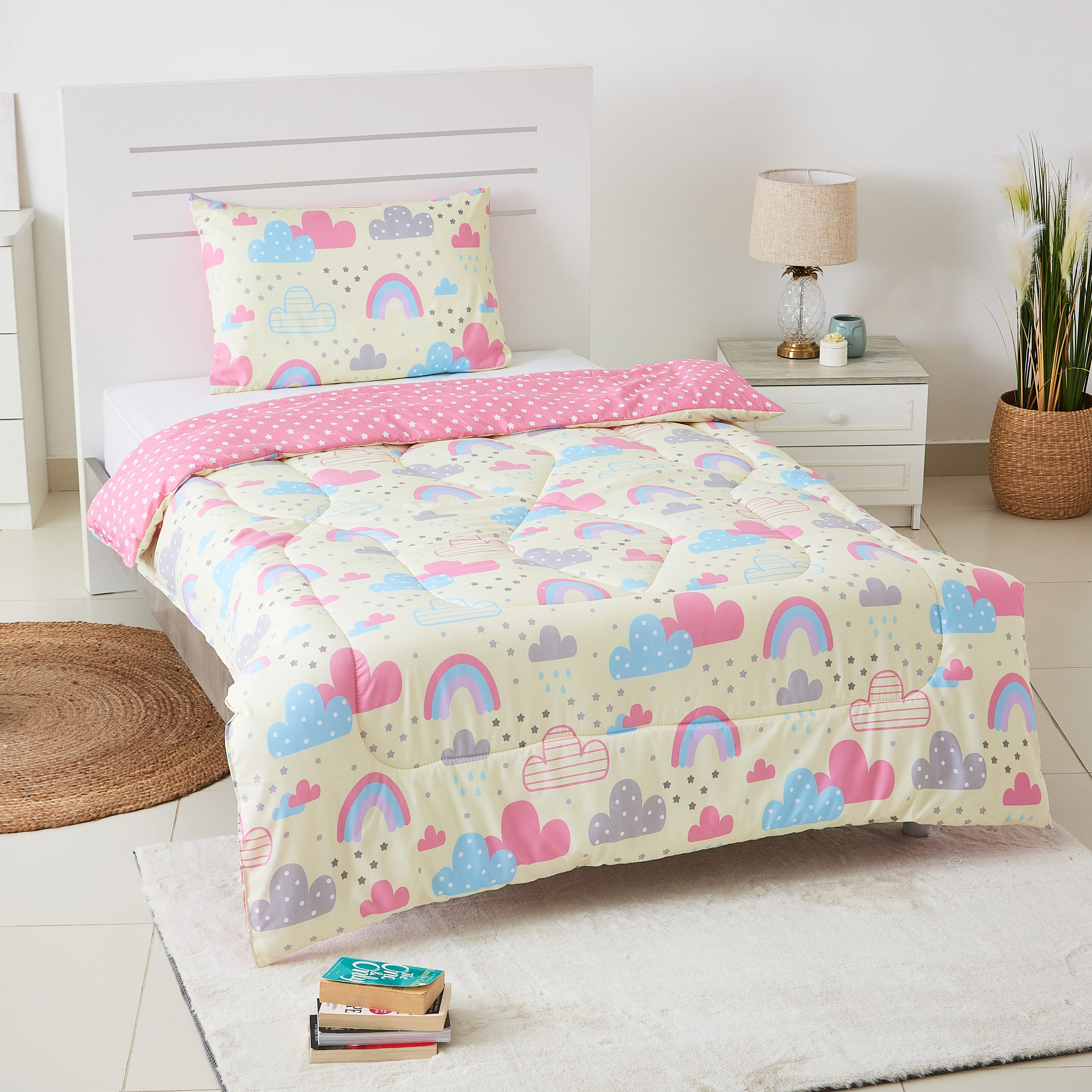 طقم لحاف مزدوج قطعتين بطبعات هابي رينبو رقميّة من موديش- 160x220 سم-hbxhomeware-hbxkidsandyouth-image-1