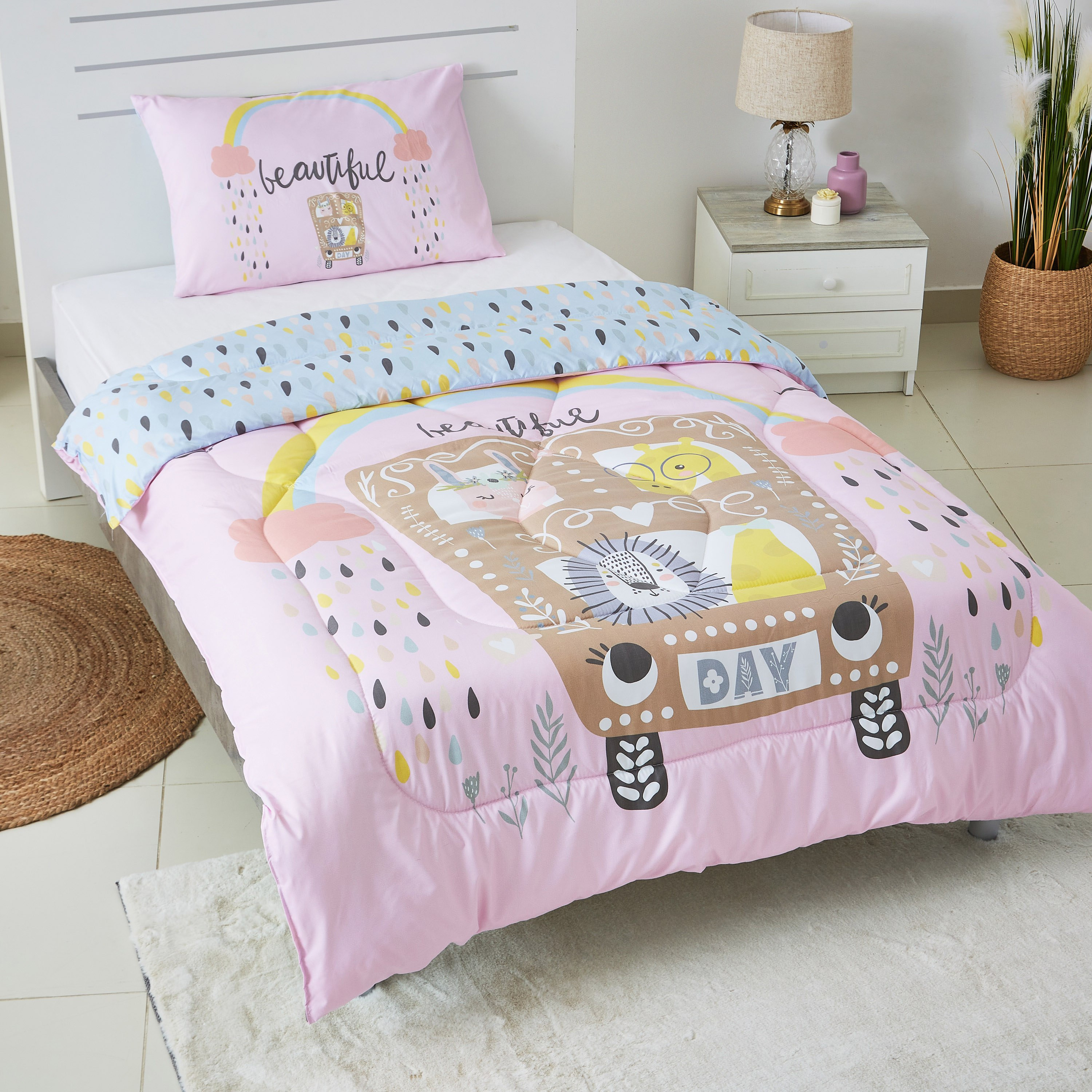 طقم لحاف مزدوج قطعتين بطبعات بيوتيفول رقميّة من موديش- 160x220 سم-hbxhomeware-hbxkidsandyouth-image-2