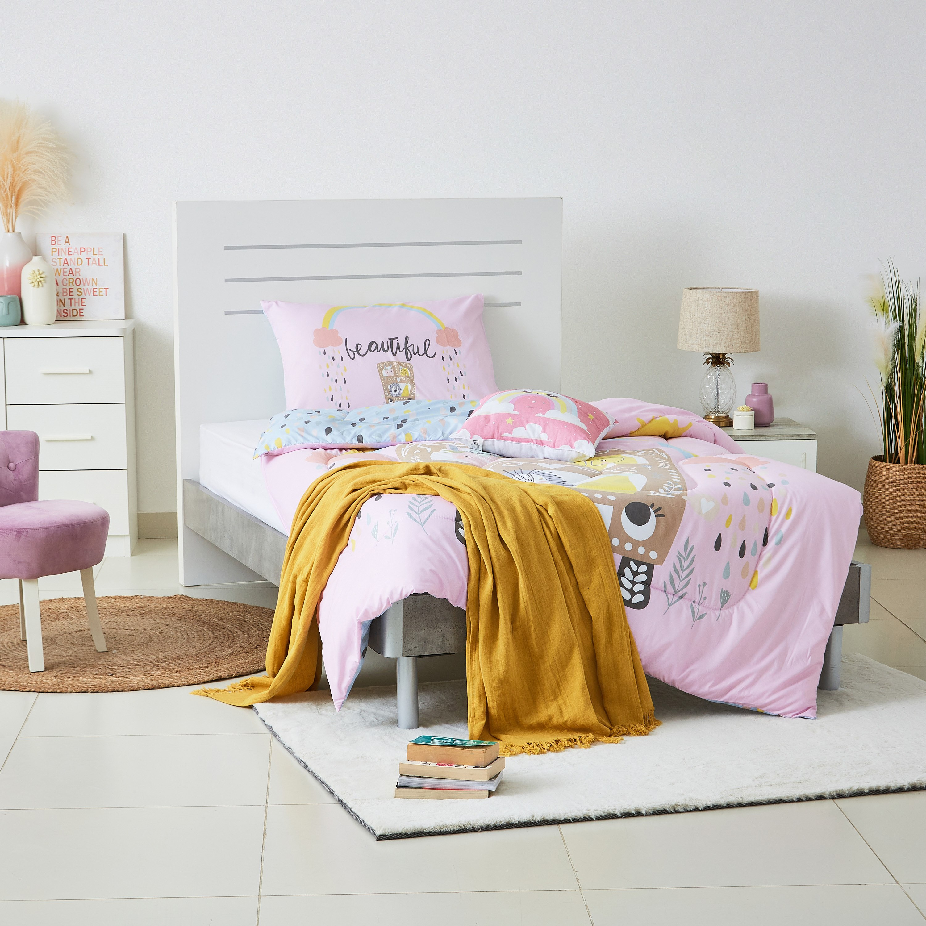 طقم لحاف مزدوج قطعتين بطبعات بيوتيفول رقميّة من موديش- 160x220 سم-hbxhomeware-hbxkidsandyouth-image-5