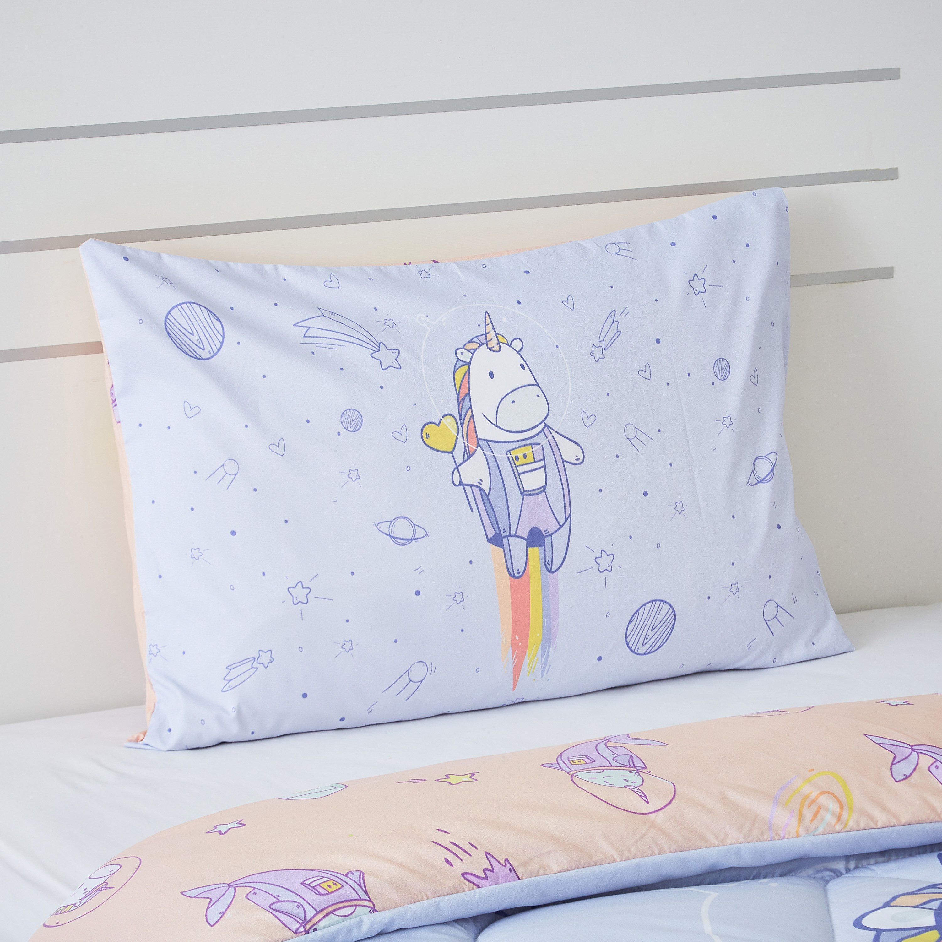 طقم لحاف مزدوج قطعتين بطبعات يونيكورن الفضاء رقميّة من موديش- 160x220 سم-hbxhomeware-hbxkidsandyouth-image-3
