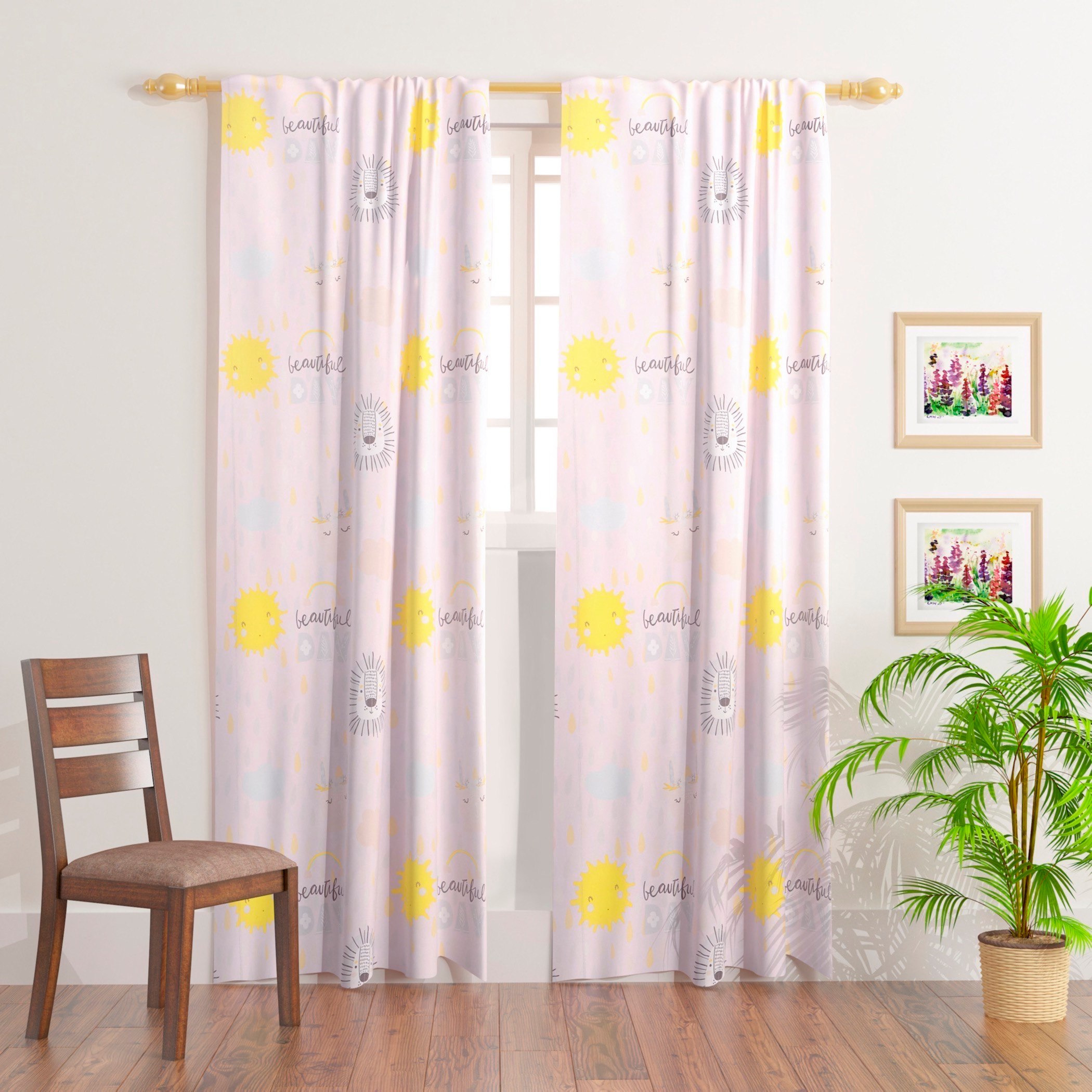 Modish Beautiful Girl Curtain Pair - 140x240 cm-hbxhomeware-hbxkidsandyouth-image-1