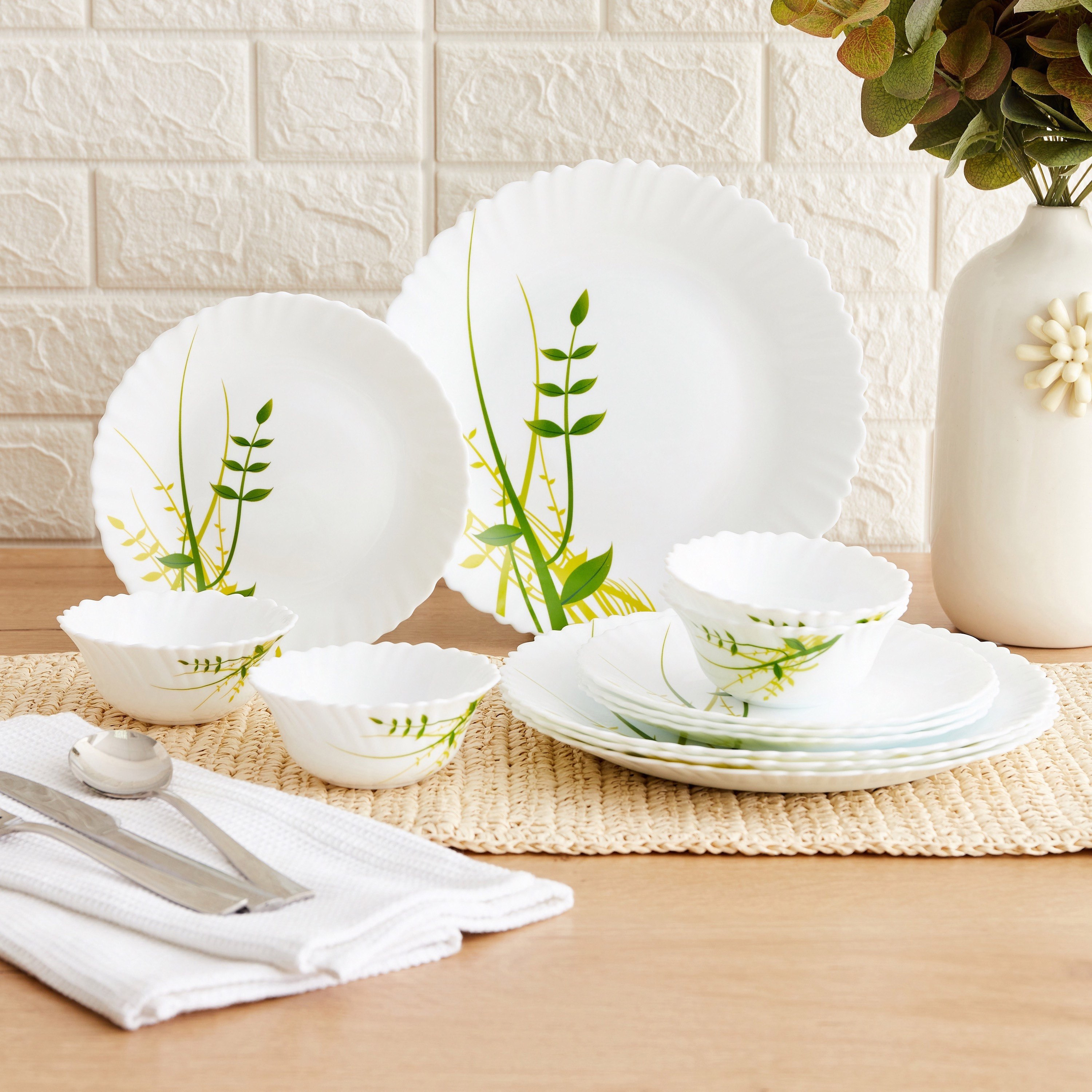 Green Herb 12-Piece Opalware Dinner Set-hbxhomeware-hbxkitchen-image-1