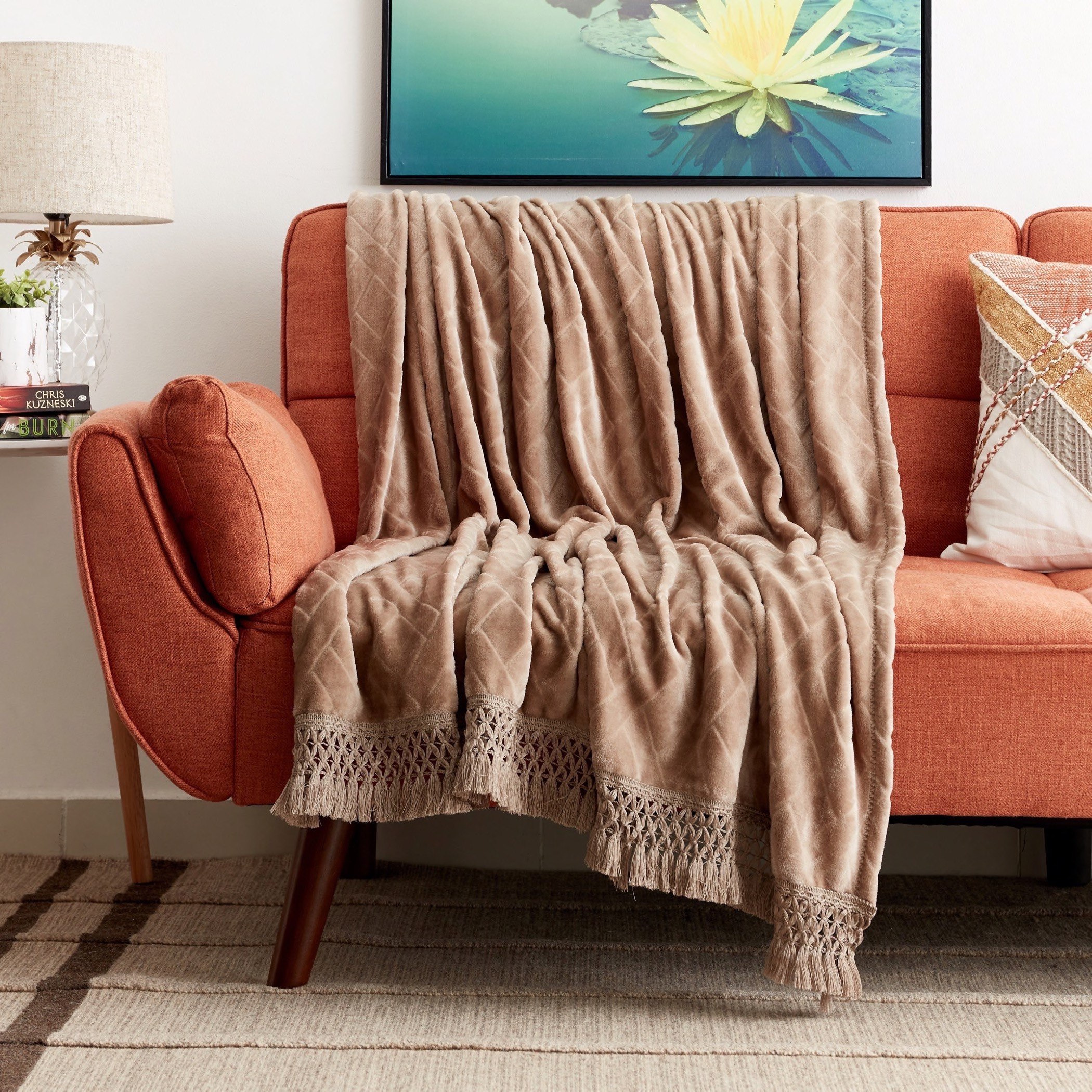 غطاء فانيلا منقوش باللؤلؤ - 130x170 سم-hbxhomeware-hbxbedroom-image-1