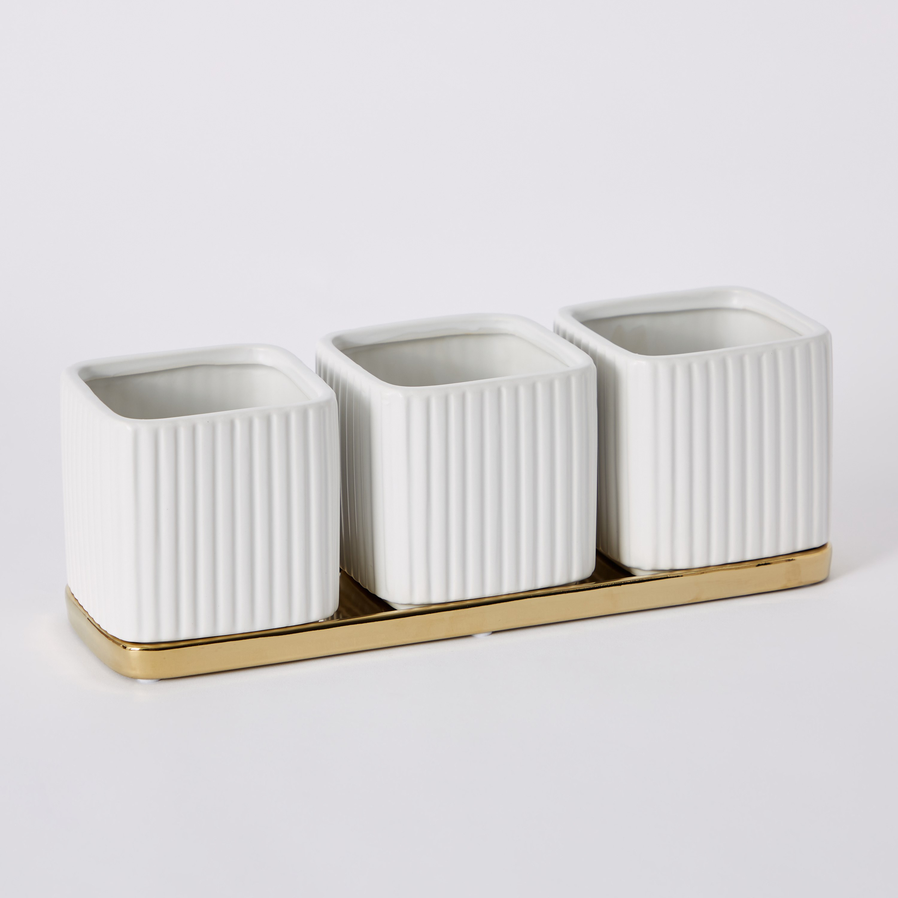طقم حامل شموع فوتيف سيراميك مضلع 3 قطع مع صينية من سانسا - 32x10.5x11 سم-hbxlivingroom-decorandaccessories-candleholders-image-6