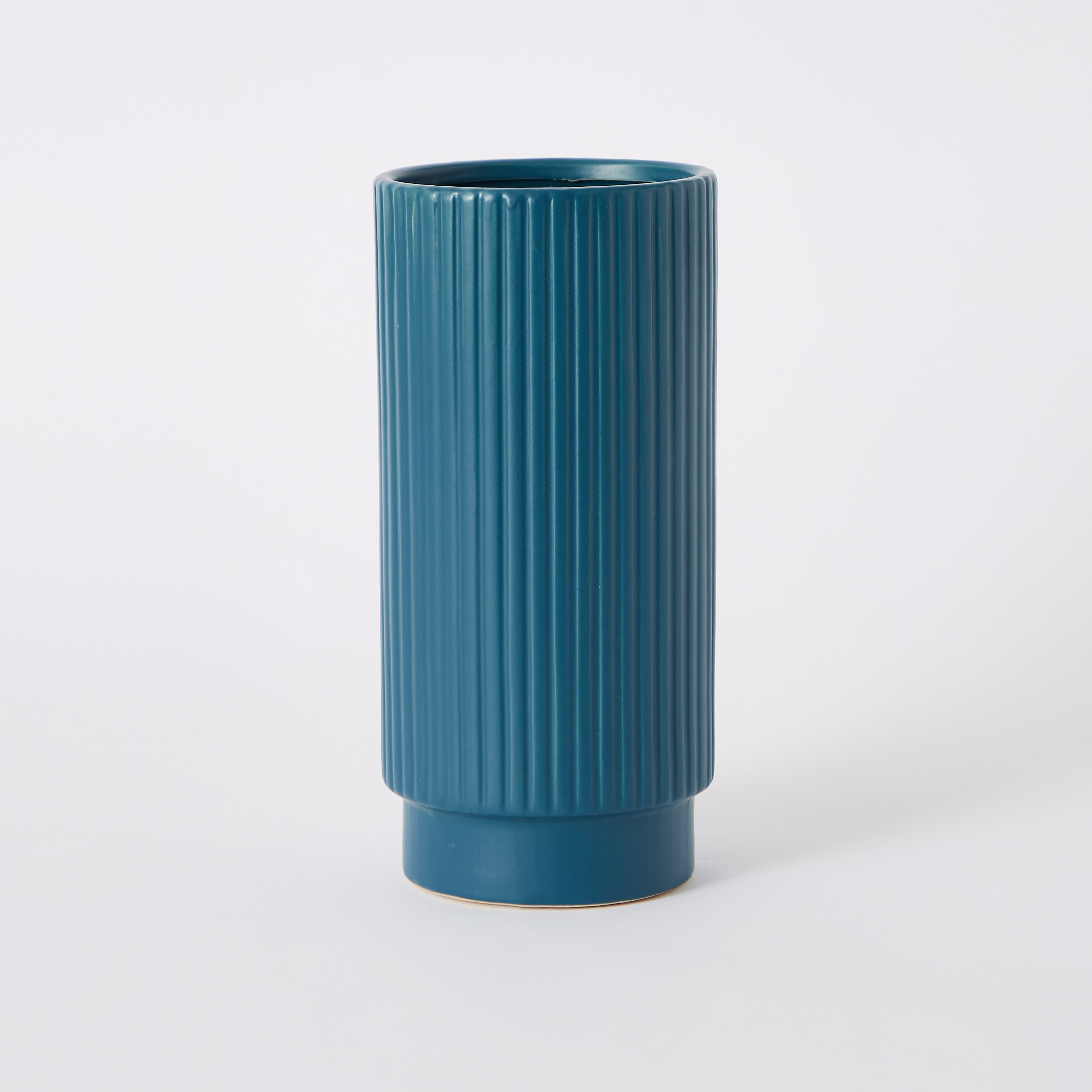 مزهرية سيراميك مضلّعة بحامل من سانسا - 12x12x25 سم-hbxbedroom-decorandaccessories-vases-image-5
