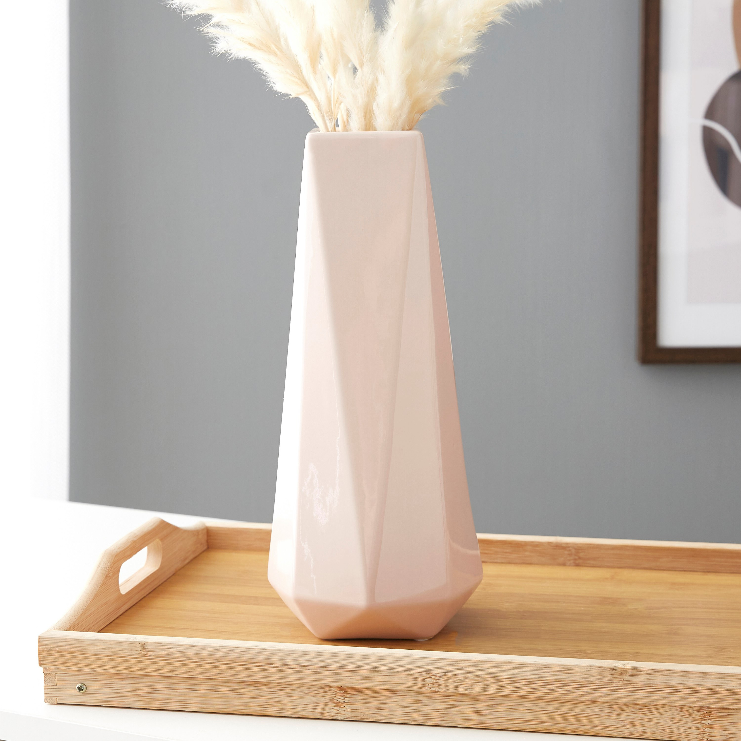 Sansa Ceramic Faceted Vase - 12.5x12.5x30 cm-hbxbedroom-decorandaccessories-vases-image-1