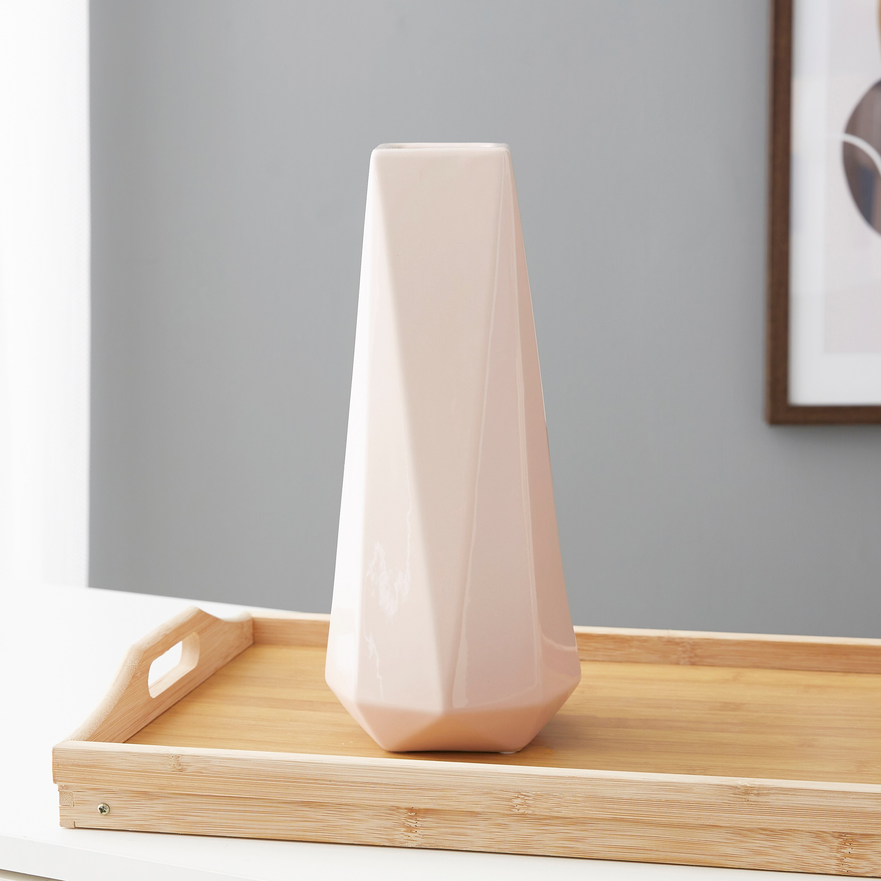 Sansa Ceramic Faceted Vase - 12.5x12.5x30 cm-hbxbedroom-decorandaccessories-vases-image-2