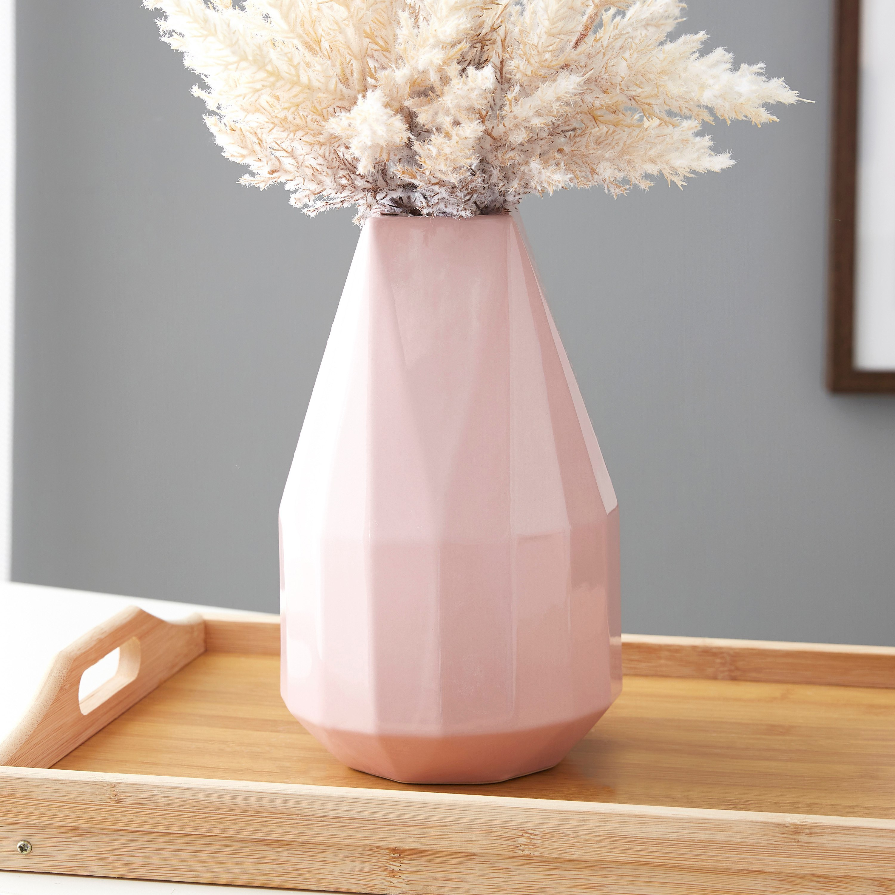 Sansa Ceramic Faceted Vase - 14.5x14.5x23.5 cm-hbxbedroom-decorandaccessories-vases-image-1