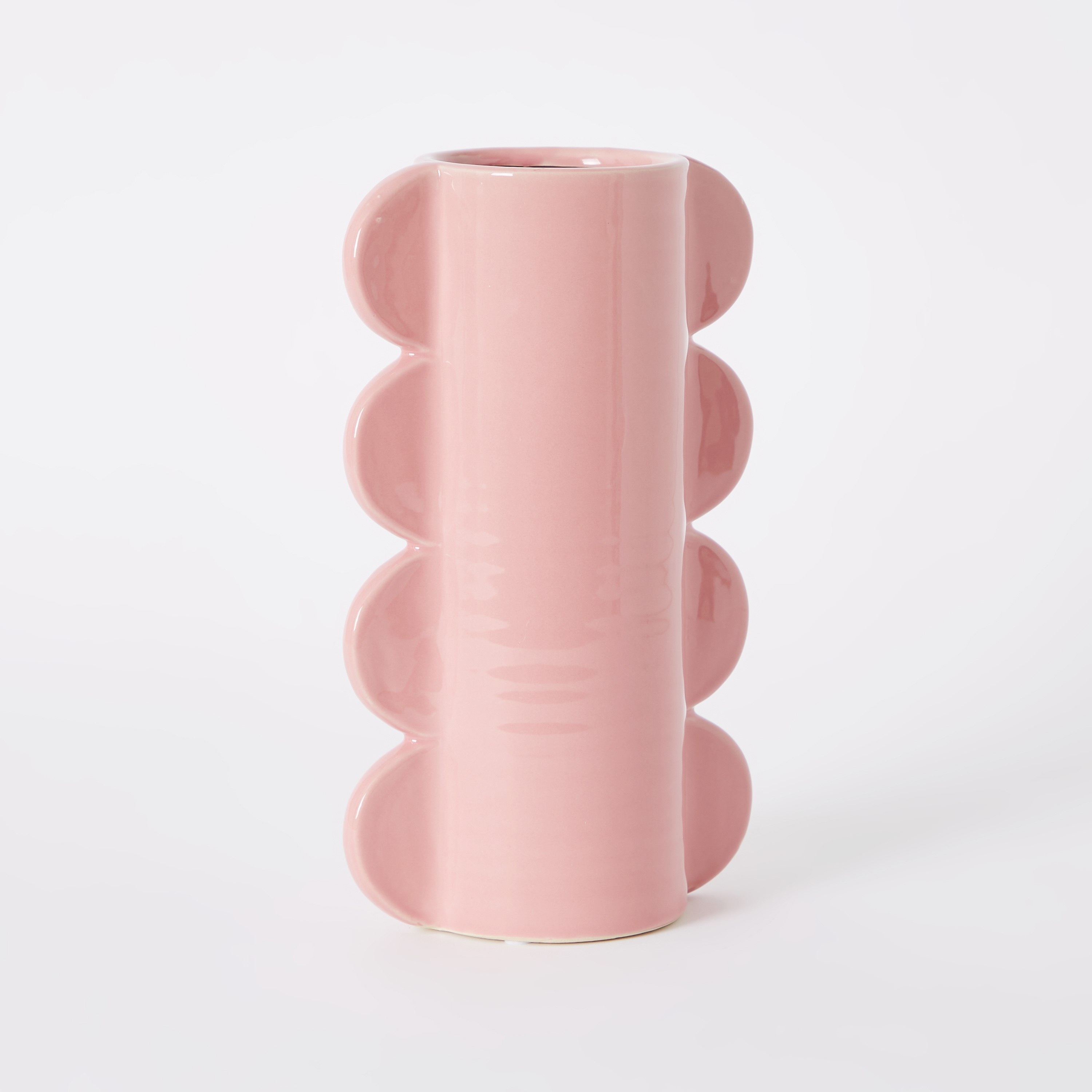 مزهرية أسطوانية سيراميك كروية بارزة الملمس من سانسا - 17x10x28 سم-hbxbedroom-decorandaccessories-vases-image-5