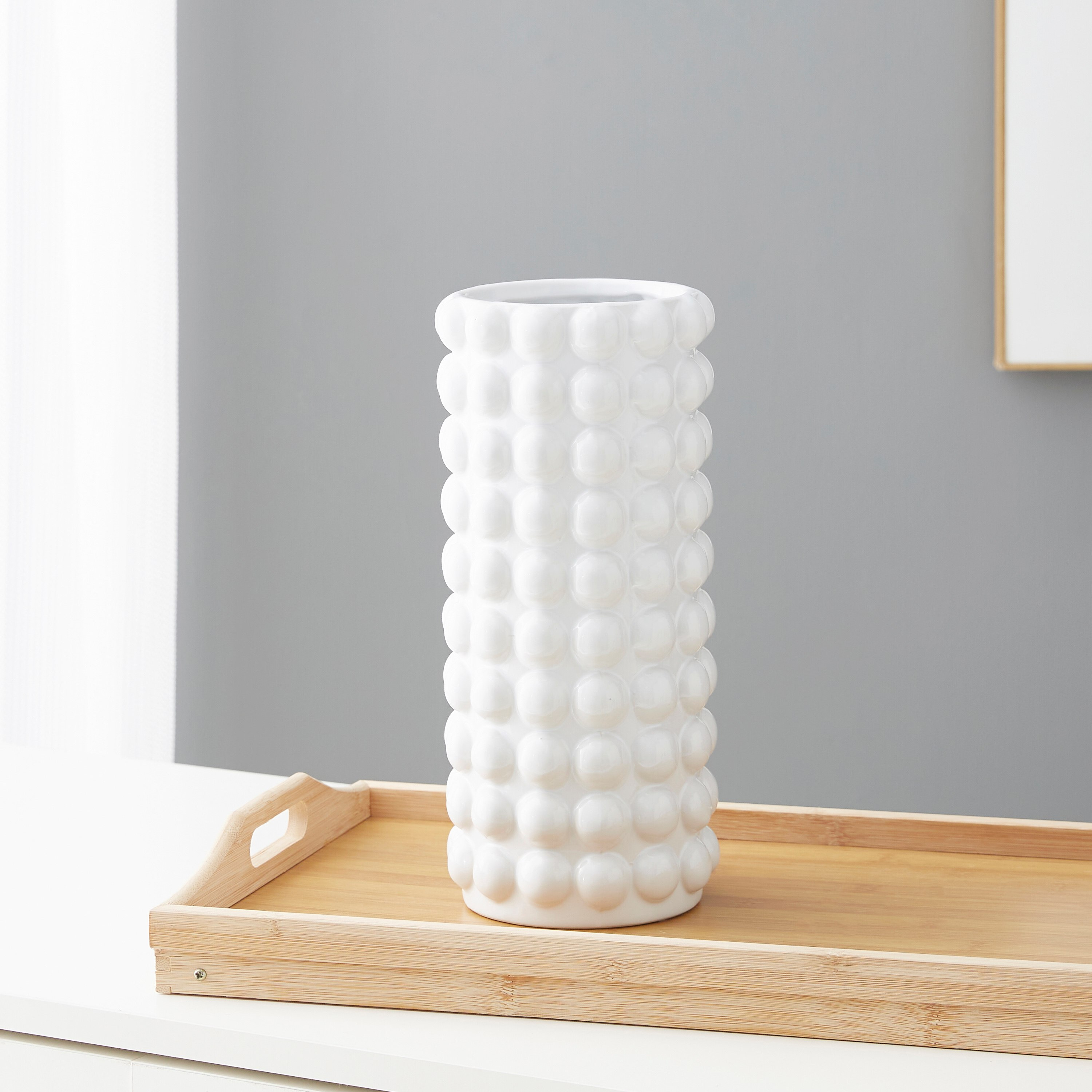 مزهرية سيراميك بارزة الملمس طويلة من سانسا - 14x14x31 سم-hbxbedroom-decorandaccessories-vases-image-2