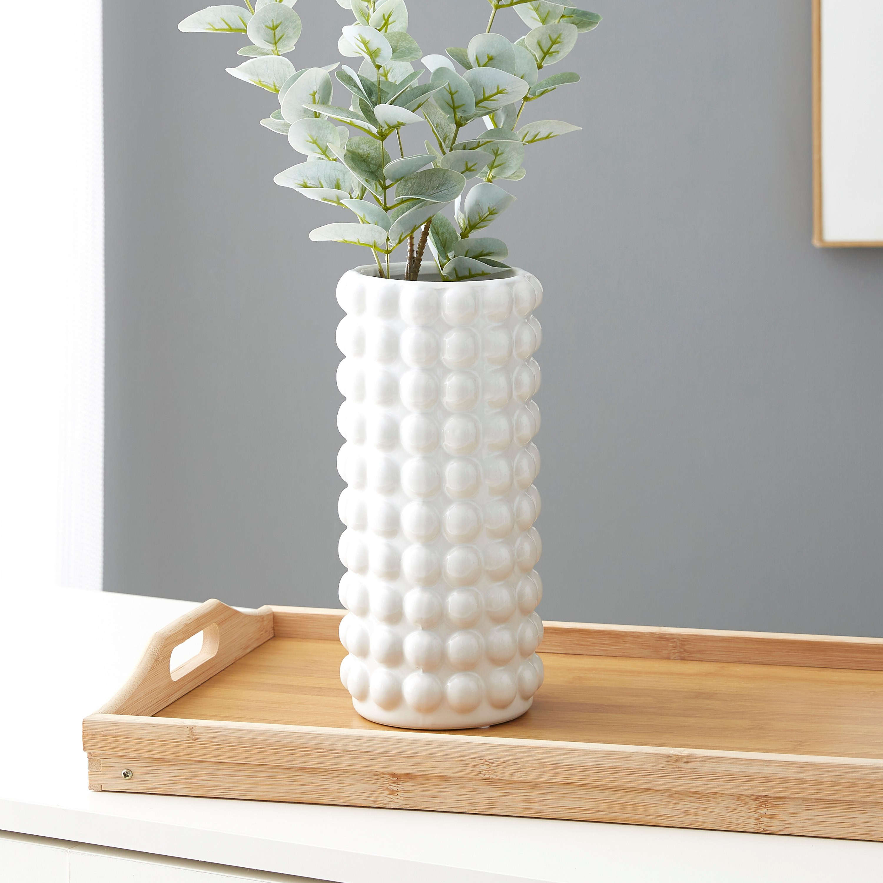 مزهرية سيراميك بارزة الملمس من سانسا - 12x12x25.5 سم-hbxbedroom-decorandaccessories-vases-image-1