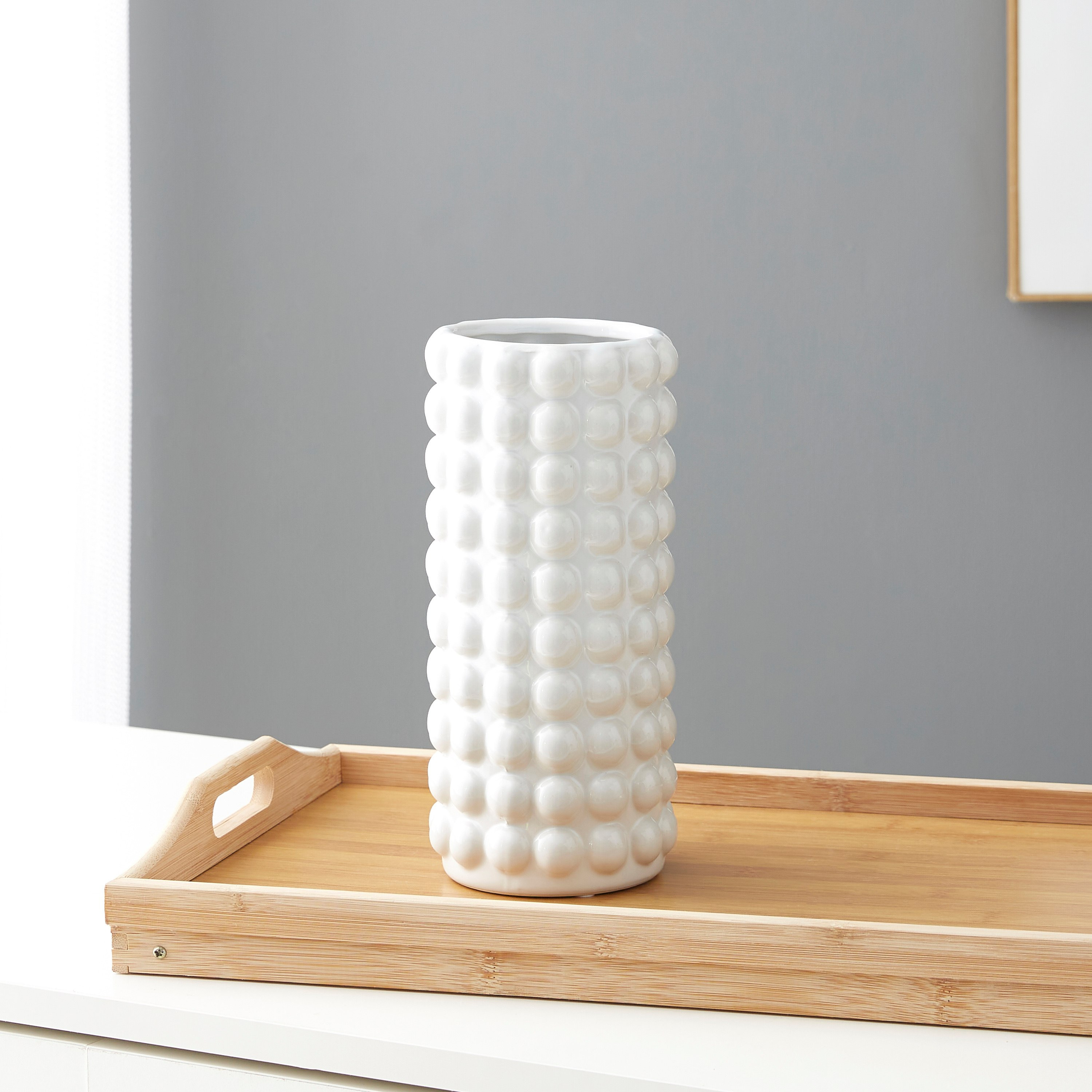مزهرية سيراميك بارزة الملمس من سانسا - 12x12x25.5 سم-hbxbedroom-decorandaccessories-vases-image-2