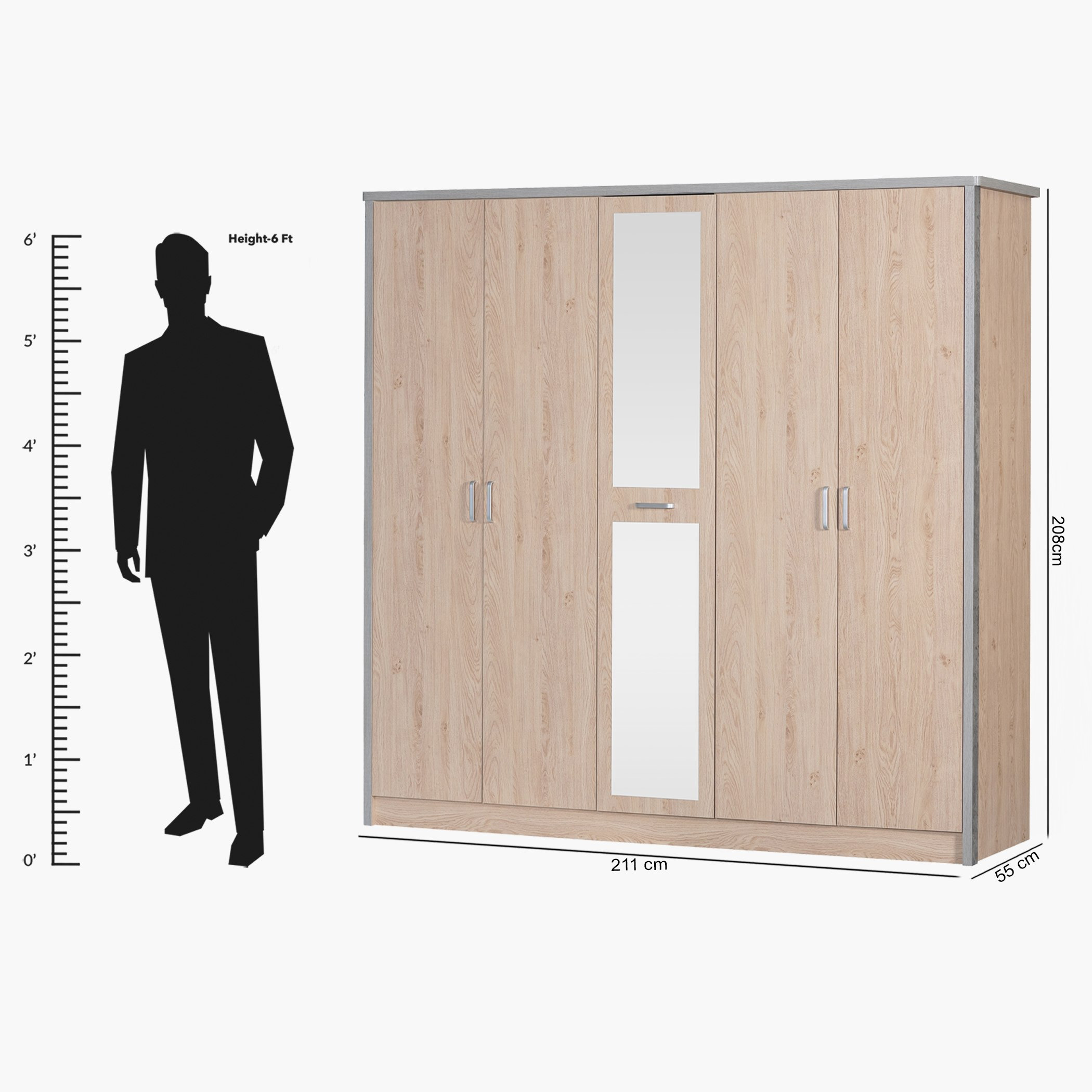خزانة ملابس 5 أبواب مع مرآة - كالجاري من موڤو-hbxfurniture-wardrobes-image-10