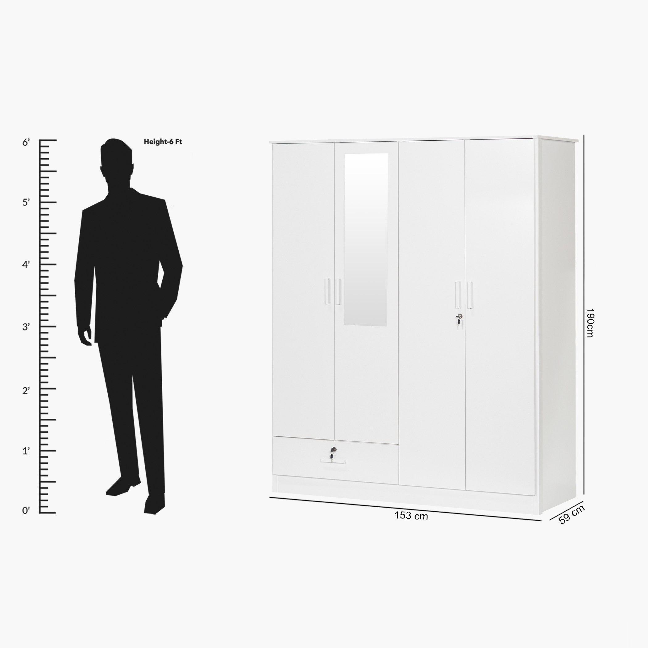 خزانة ملابس 4 أبواب بمرآة ودرج من ماندي-hbxfurniture-wardrobes-image-6