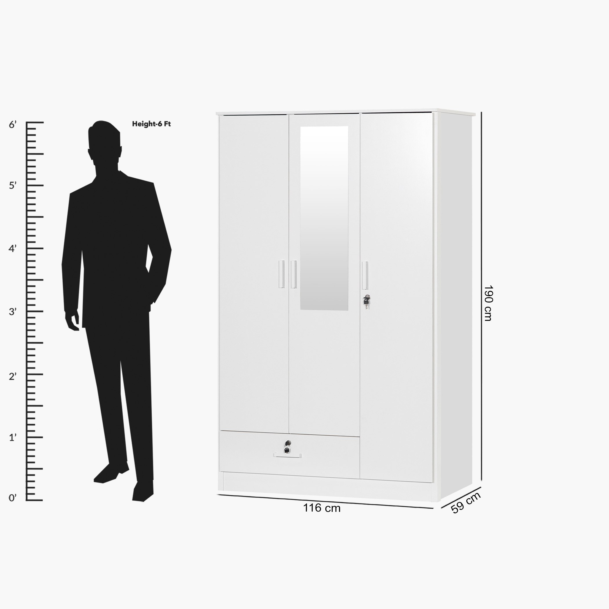 خزانة ملابس بـ3 أبواب بمرآة ودرج من ماندي-hbxfurniture-wardrobes-image-6
