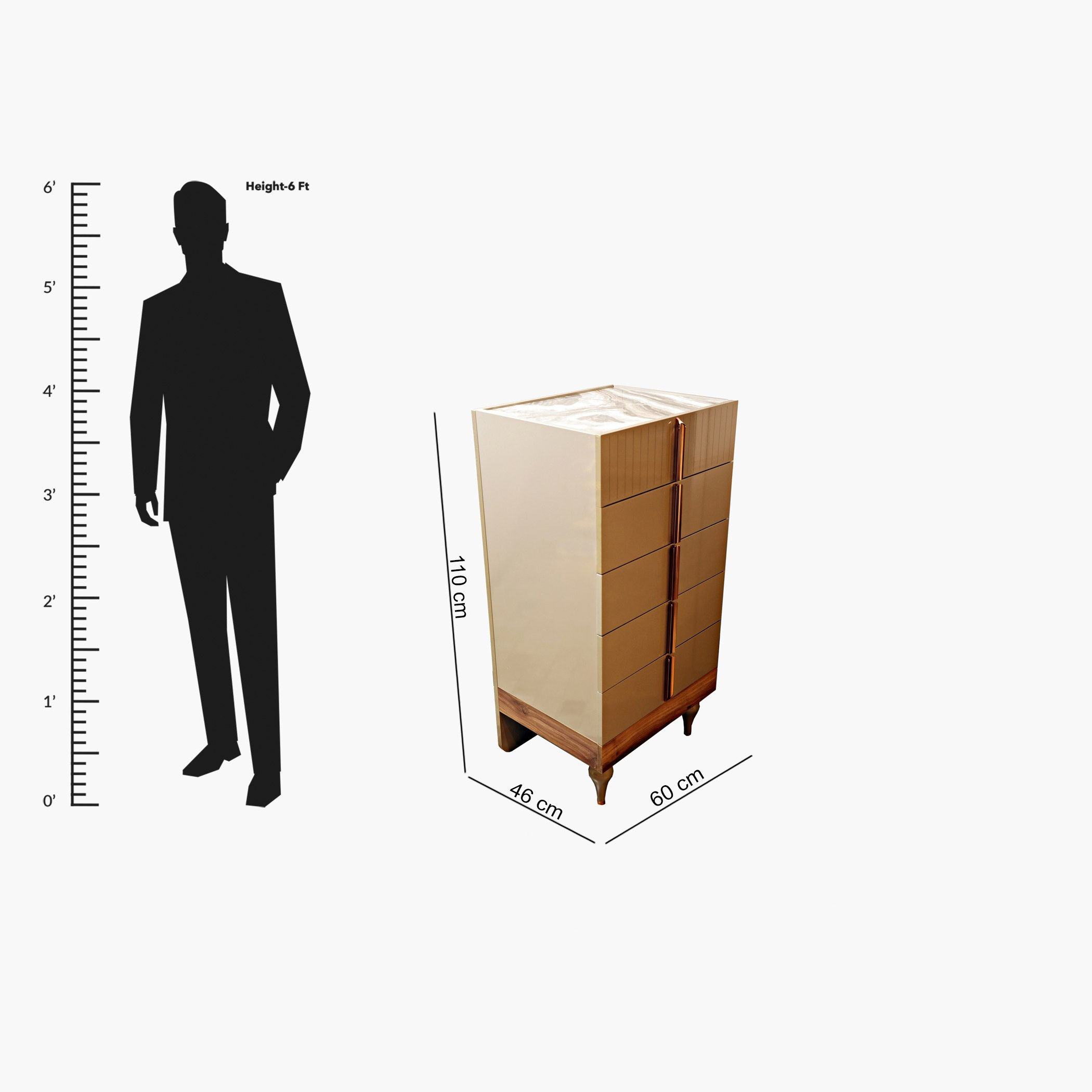وحدة تخزين بـ5 أدراج من أنتيغا-hbxfurniture-dressersandchests-chestofdrawers-image-7