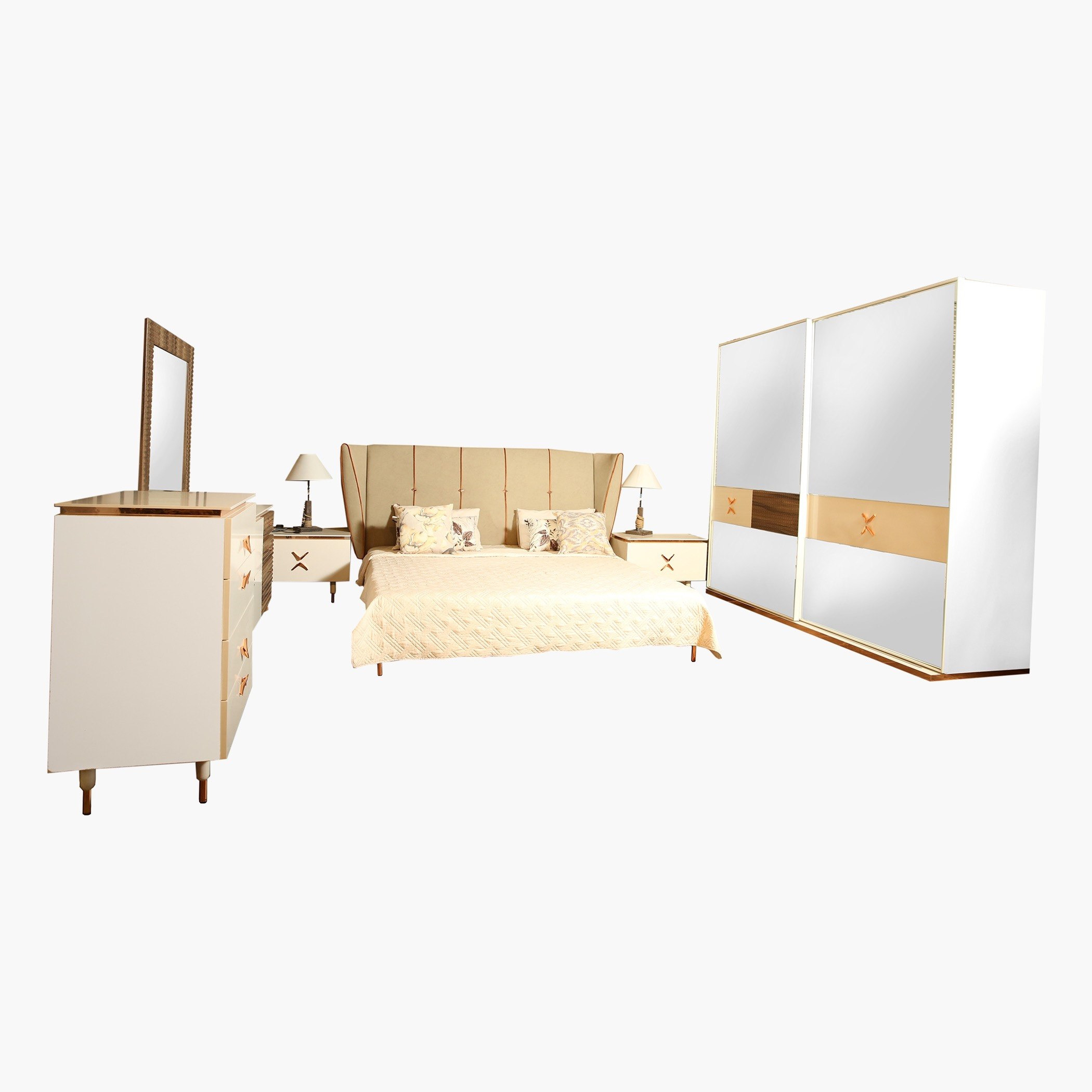 طقم غرفة نوم كينج 5 قطع من فيدورا - 180x200 سم-hbxbedroom-bedsandbedsets-bedroomsets-king-image-10