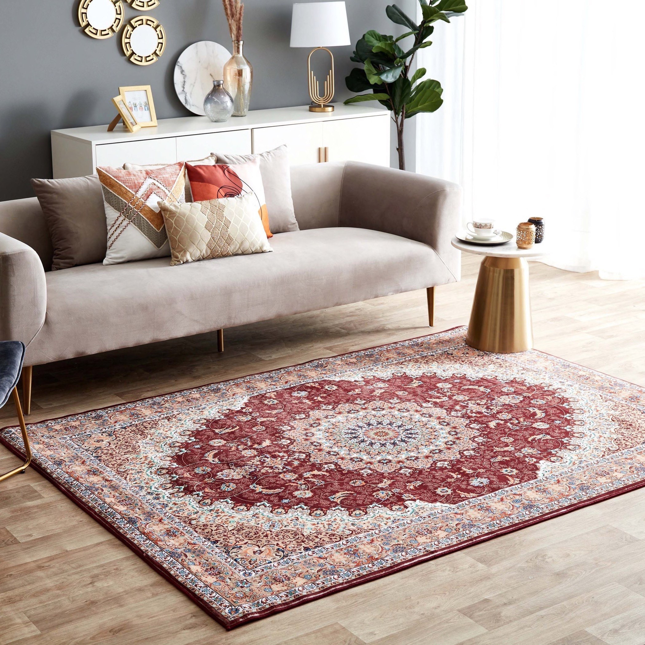 Miraj Afra Velvet Distressed Rug - 160x230 cm-hbxdecorandfurnishings-floorcoverings-rugs-image-1