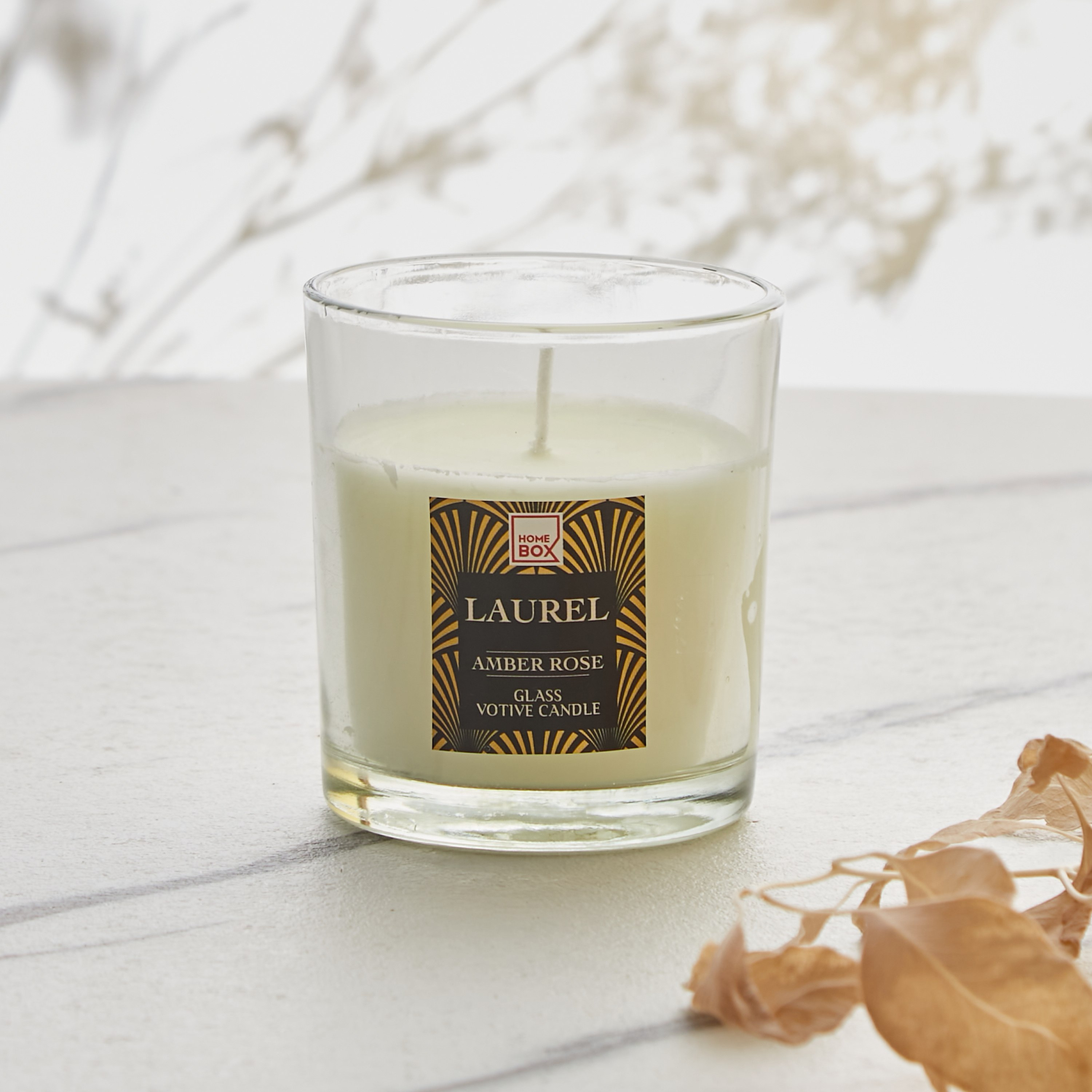Laurel Monochrome Amber Rose Luxury Clear Cup Candle - 113 gms-hbxhomeware-hbxdecorandfurnishings-image-1
