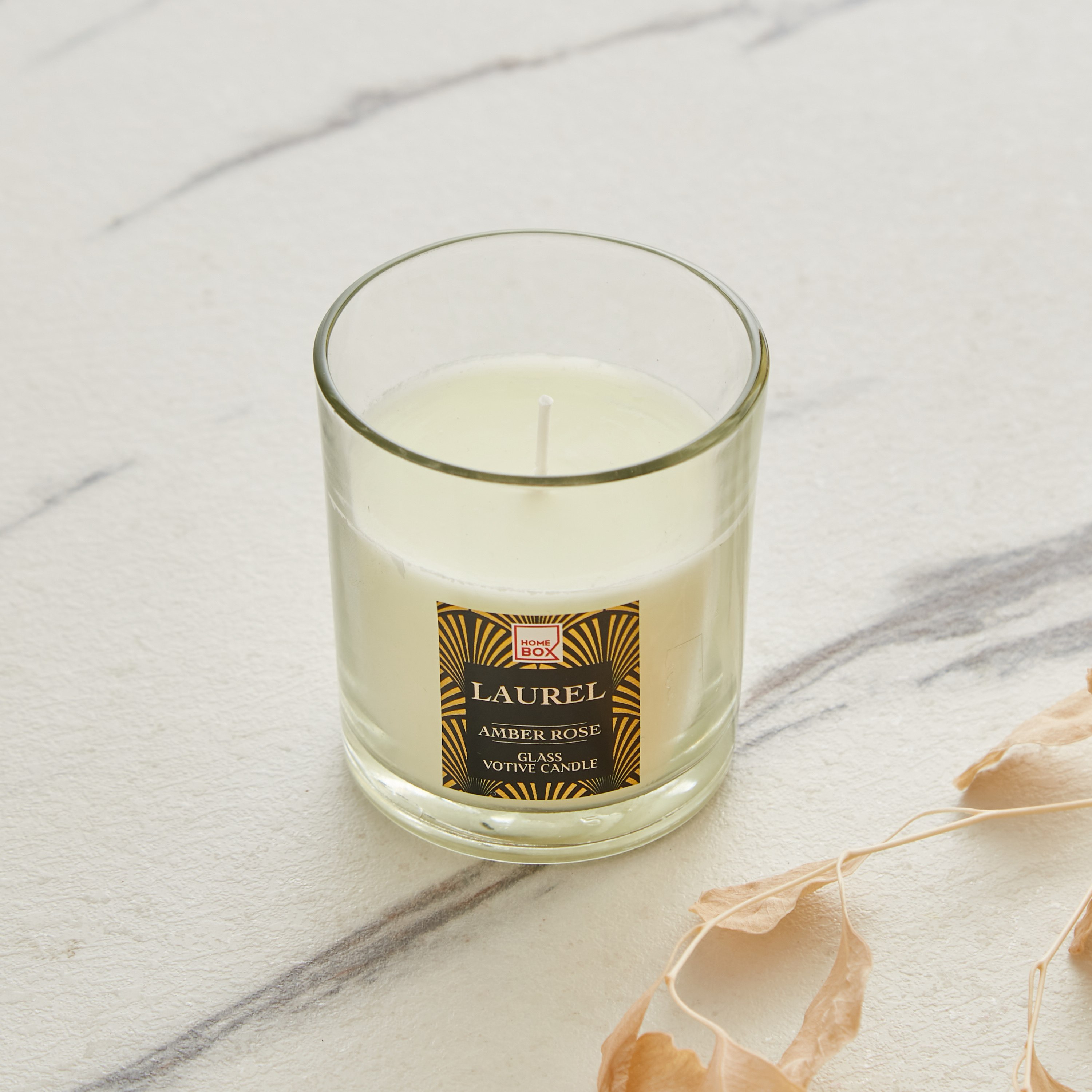 Laurel Monochrome Amber Rose Luxury Clear Cup Candle - 113 gms-hbxhomeware-hbxdecorandfurnishings-image-2