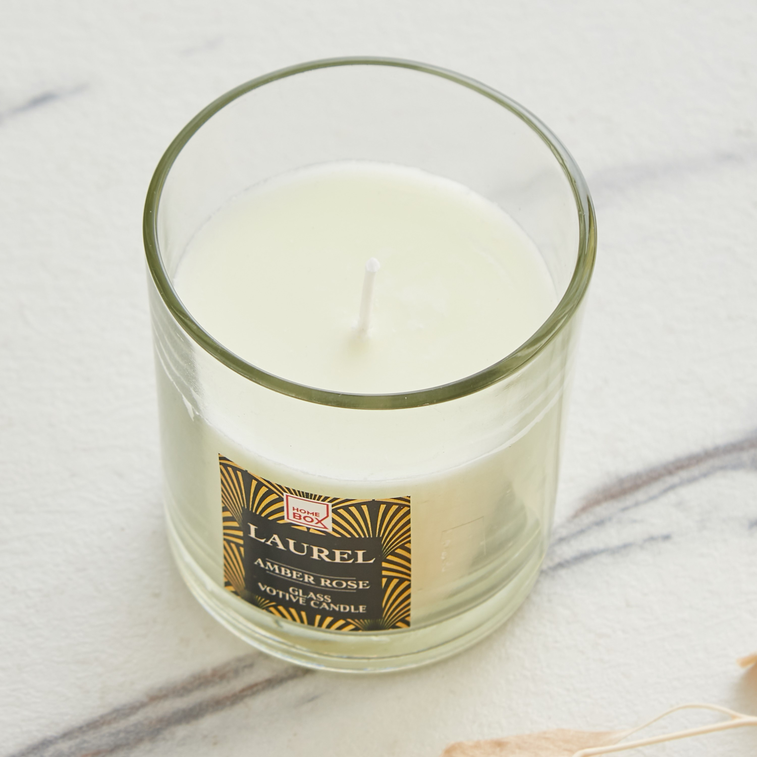 Laurel Monochrome Amber Rose Luxury Clear Cup Candle - 113 gms-hbxhomeware-hbxdecorandfurnishings-image-3