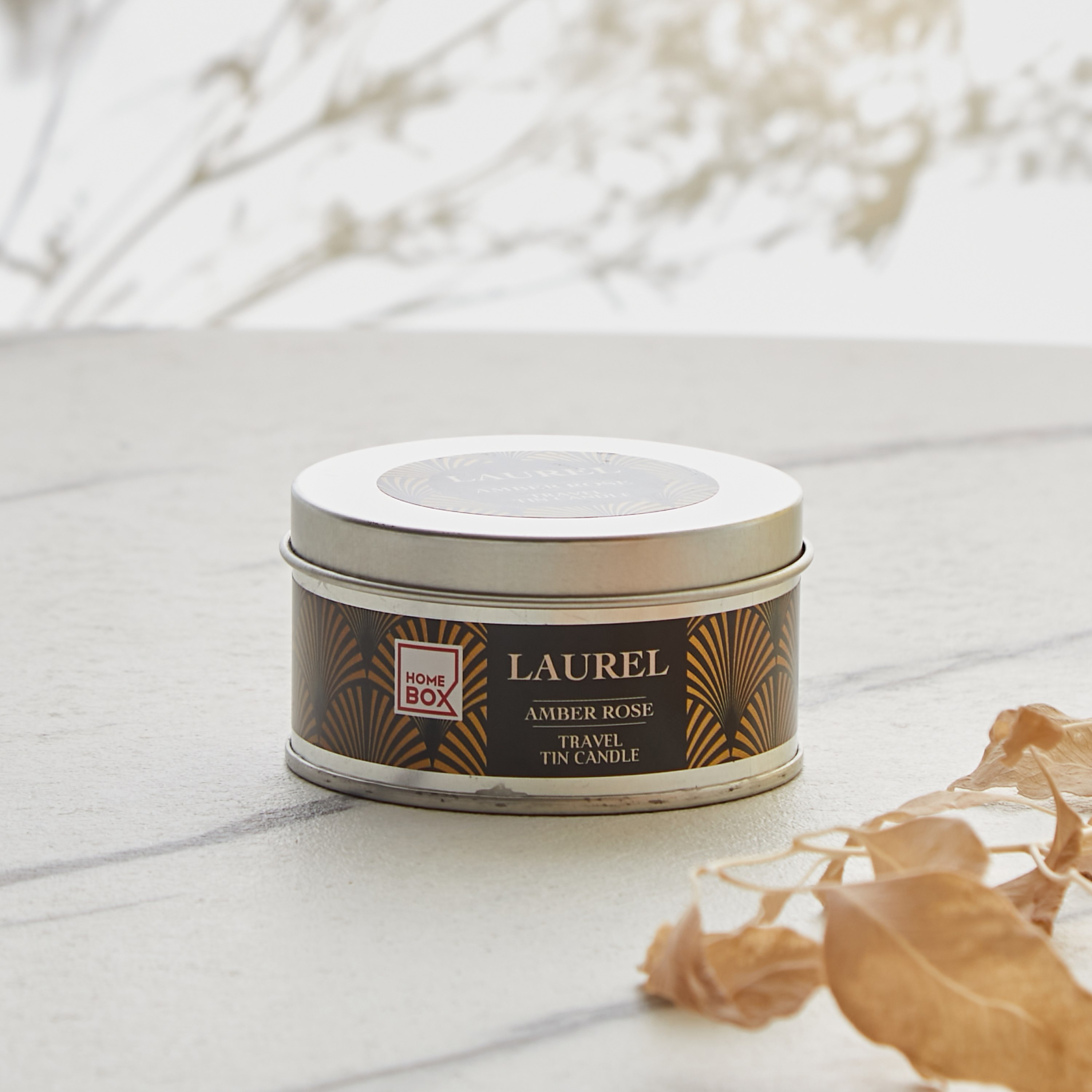 Laurel Monochrome Living Amber Rose Tin candle - 70 gm-hbxhomeware-hbxdecorandfurnishings-image-1