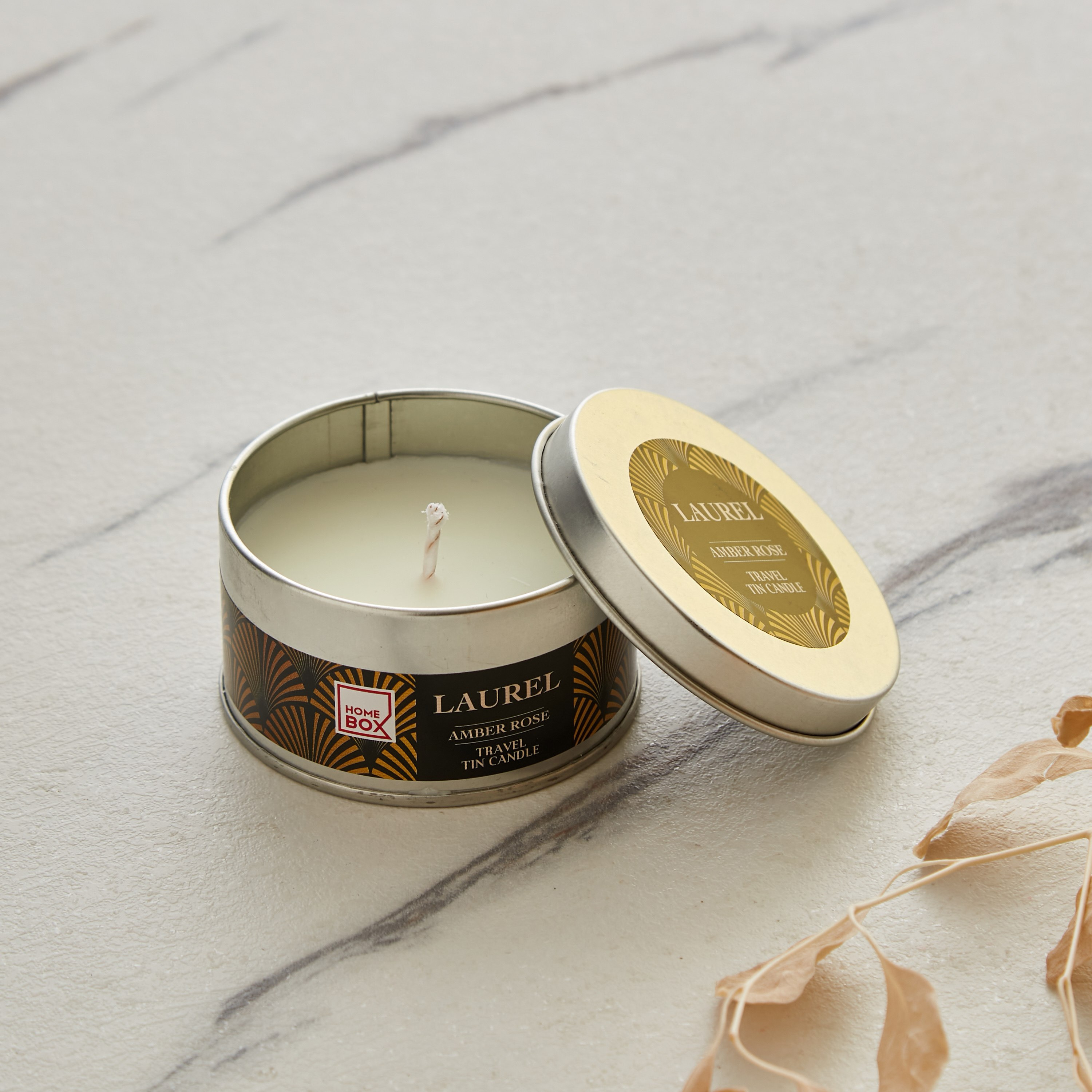 Laurel Monochrome Living Amber Rose Tin candle - 70 gm-hbxhomeware-hbxdecorandfurnishings-image-2