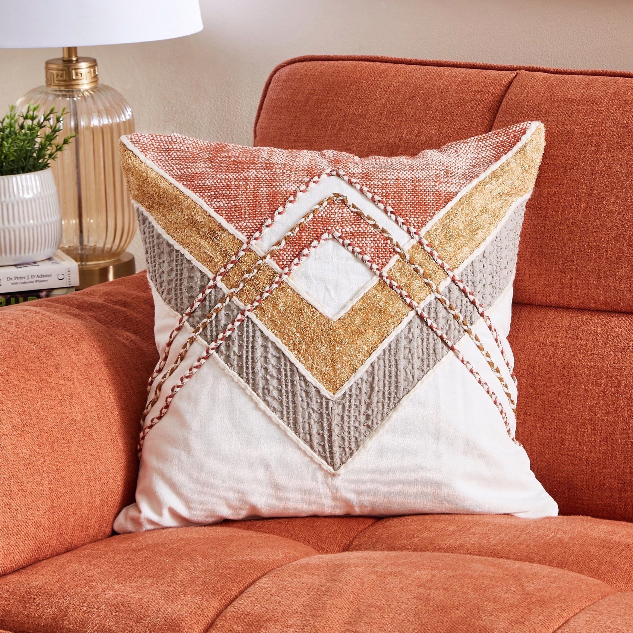 وسادة محشوّة بتصميم رقعات من إلينا - 45x45 سم-hbxlivingroom-furnishings-cushionsandcovers-filledcushions-image-1
