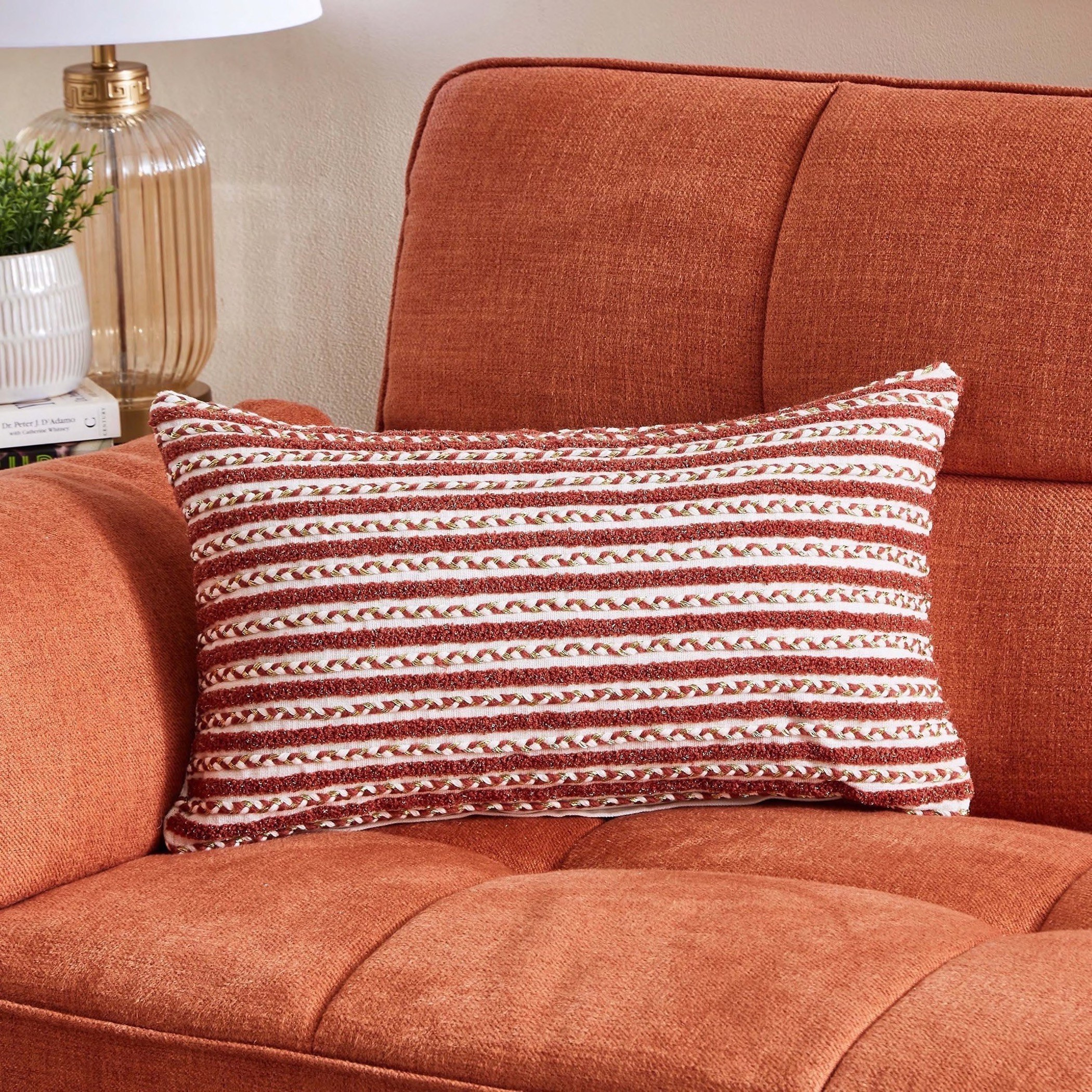 وسادة محشوة مخططة ومطرزة من إلينا - 30x50 سم-hbxlivingroom-furnishings-cushionsandcovers-filledcushions-image-1