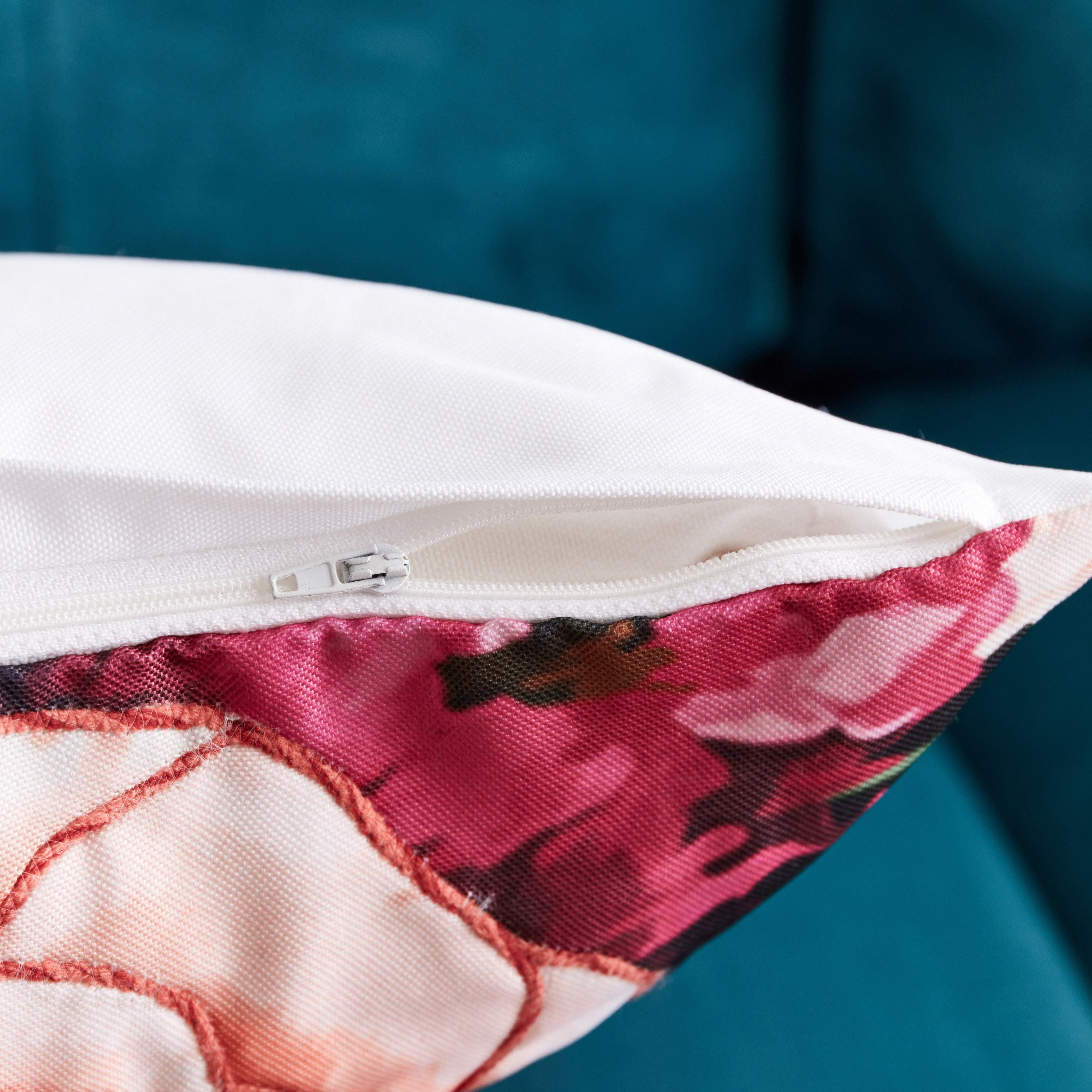 Midnight Bloom Floral Digital Print Embroidered Filled Cushion - 45x45 cm-hbxlivingroom-furnishings-cushionsandcovers-filledcushions-image-3
