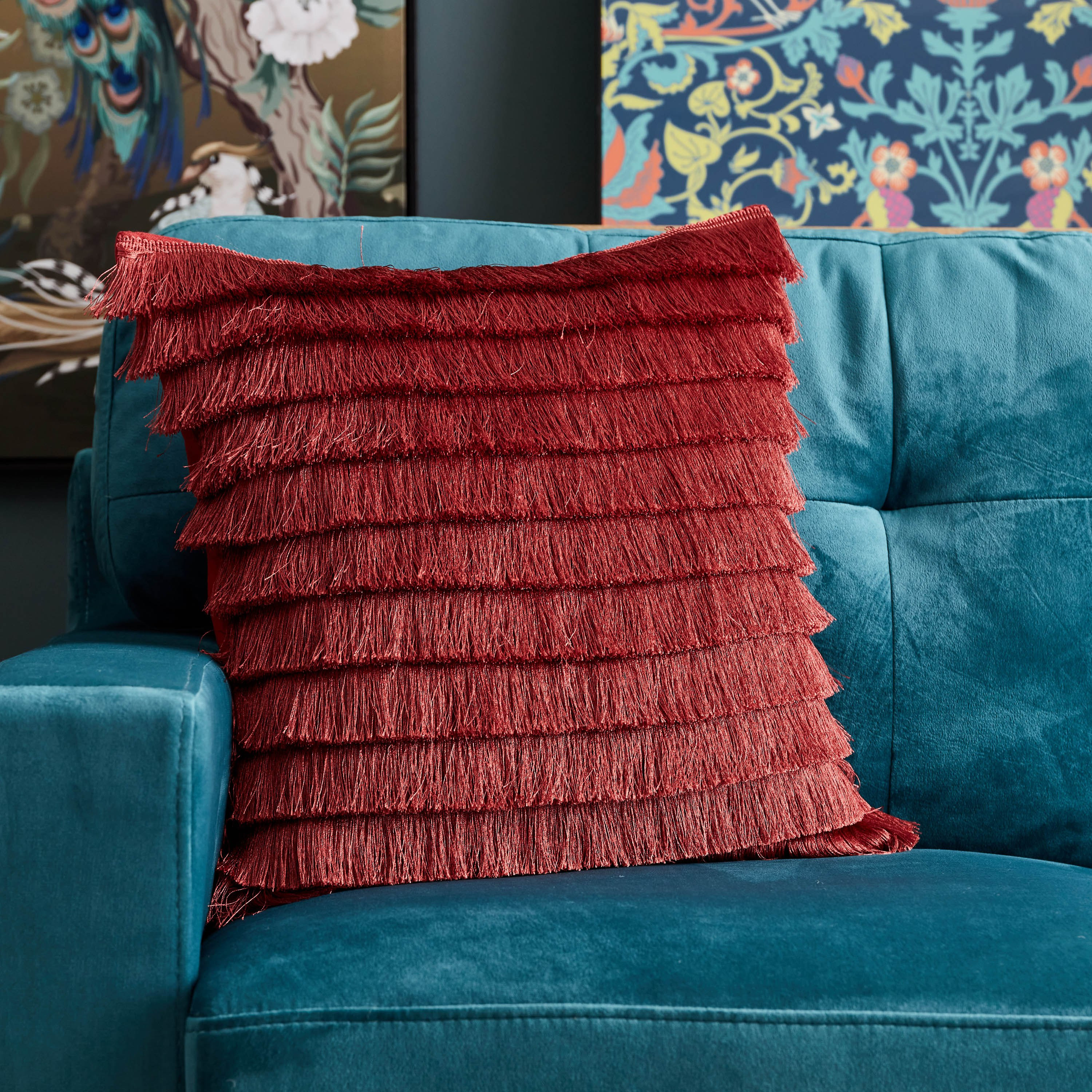 Midnight Bloom Cushion Cover with Fringes - 45x45 cm-hbxhomeware-cushionsandcovers-cushioncovers-image-1