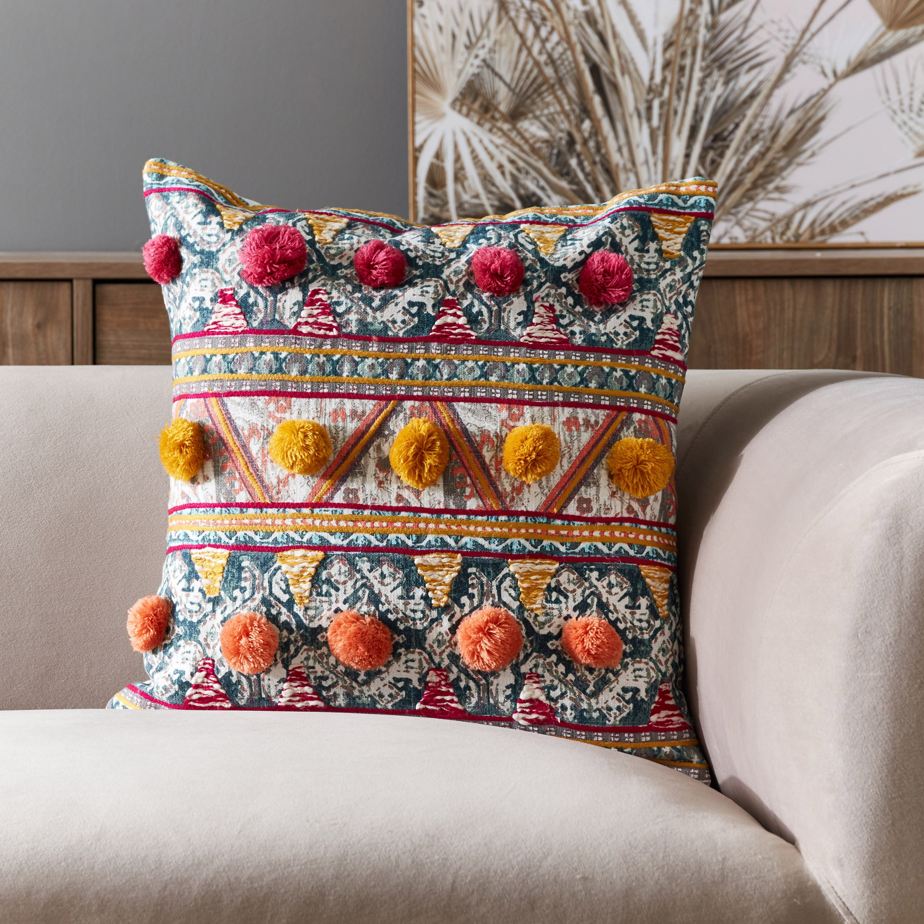 Boho Tess Embellished Cushion Cover - 45x45 cm-hbxhomeware-cushionsandcovers-cushioncovers-image-1
