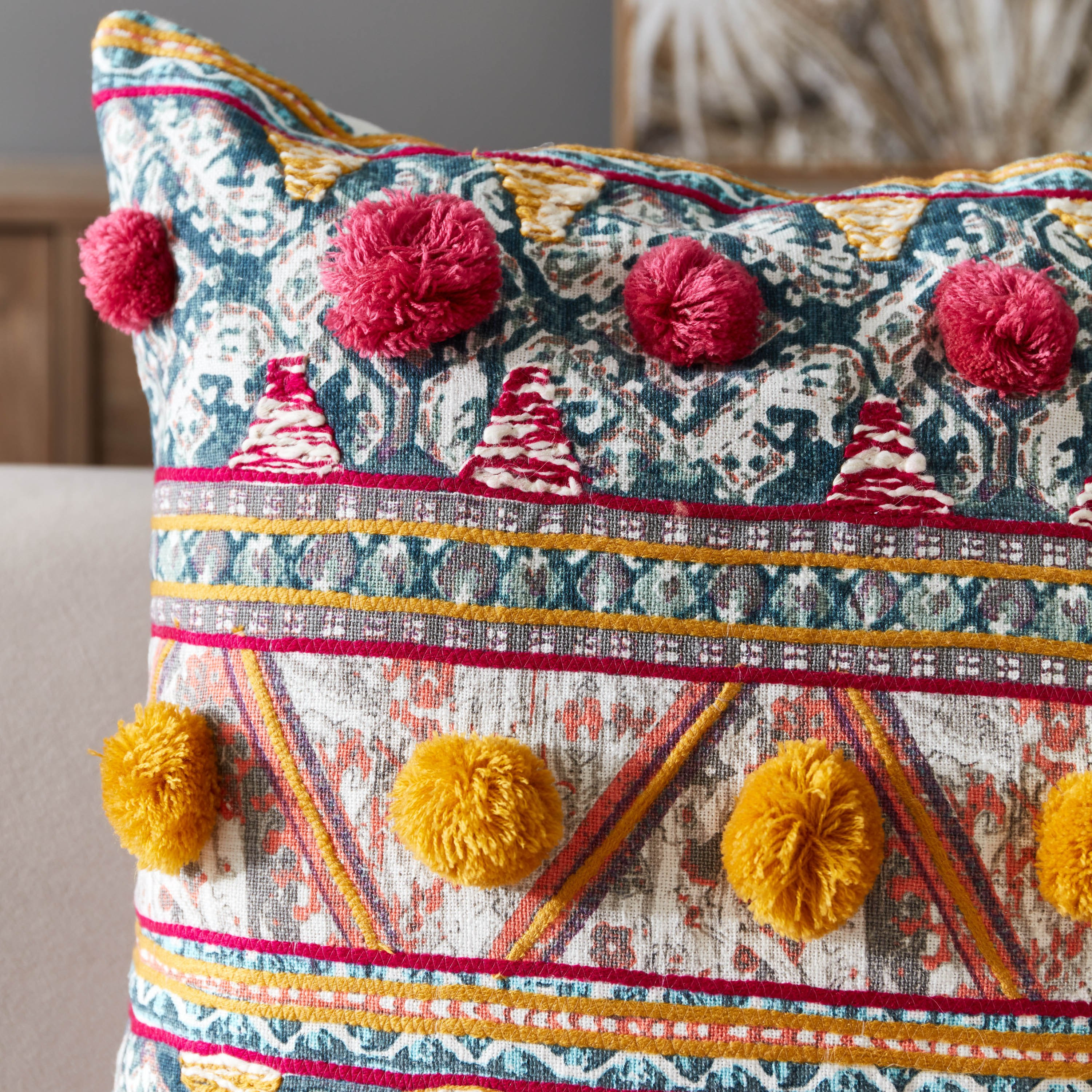 Boho Tess Embellished Cushion Cover - 45x45 cm-hbxhomeware-cushionsandcovers-cushioncovers-image-2