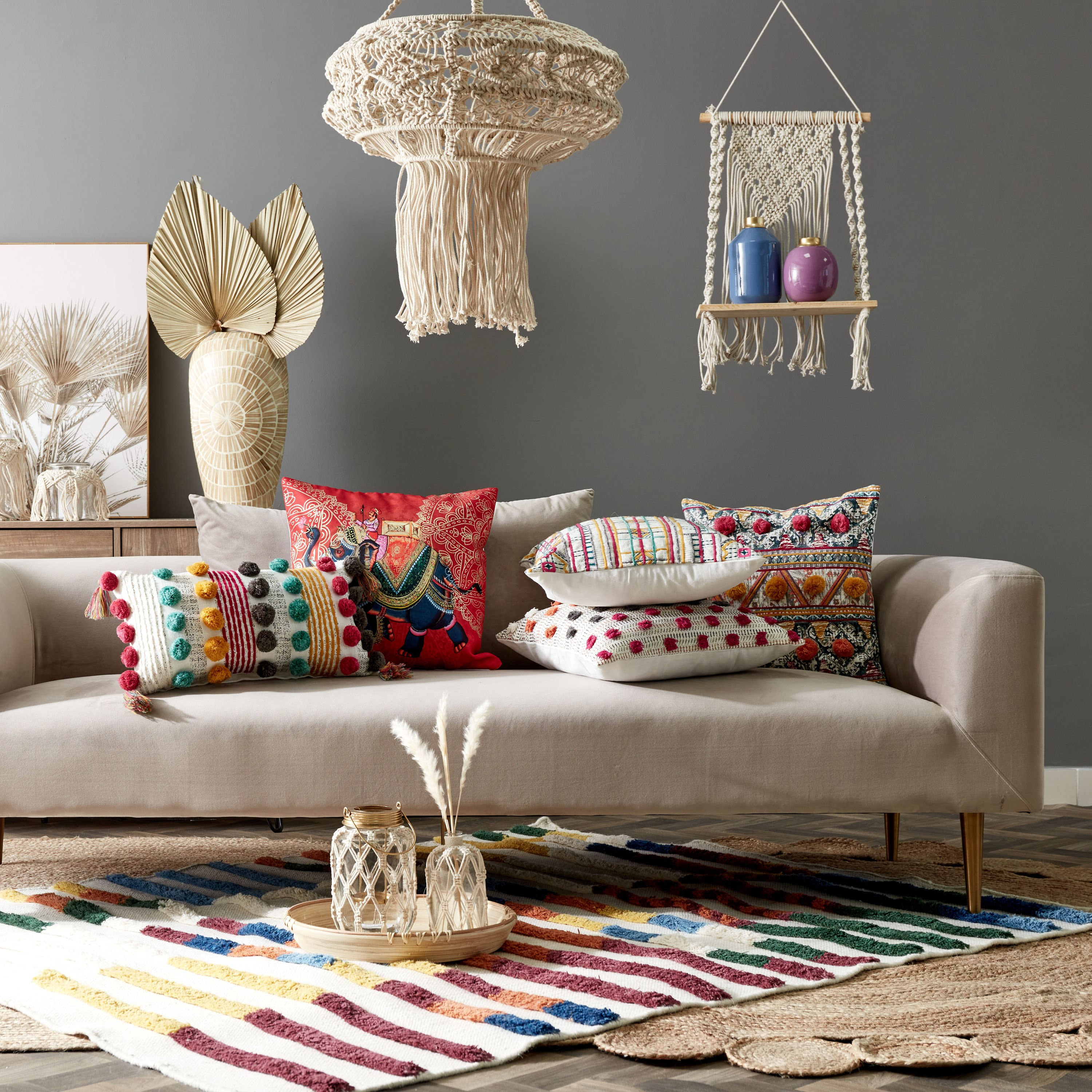 Boho Tess Embellished Cushion Cover - 45x45 cm-hbxhomeware-cushionsandcovers-cushioncovers-image-4