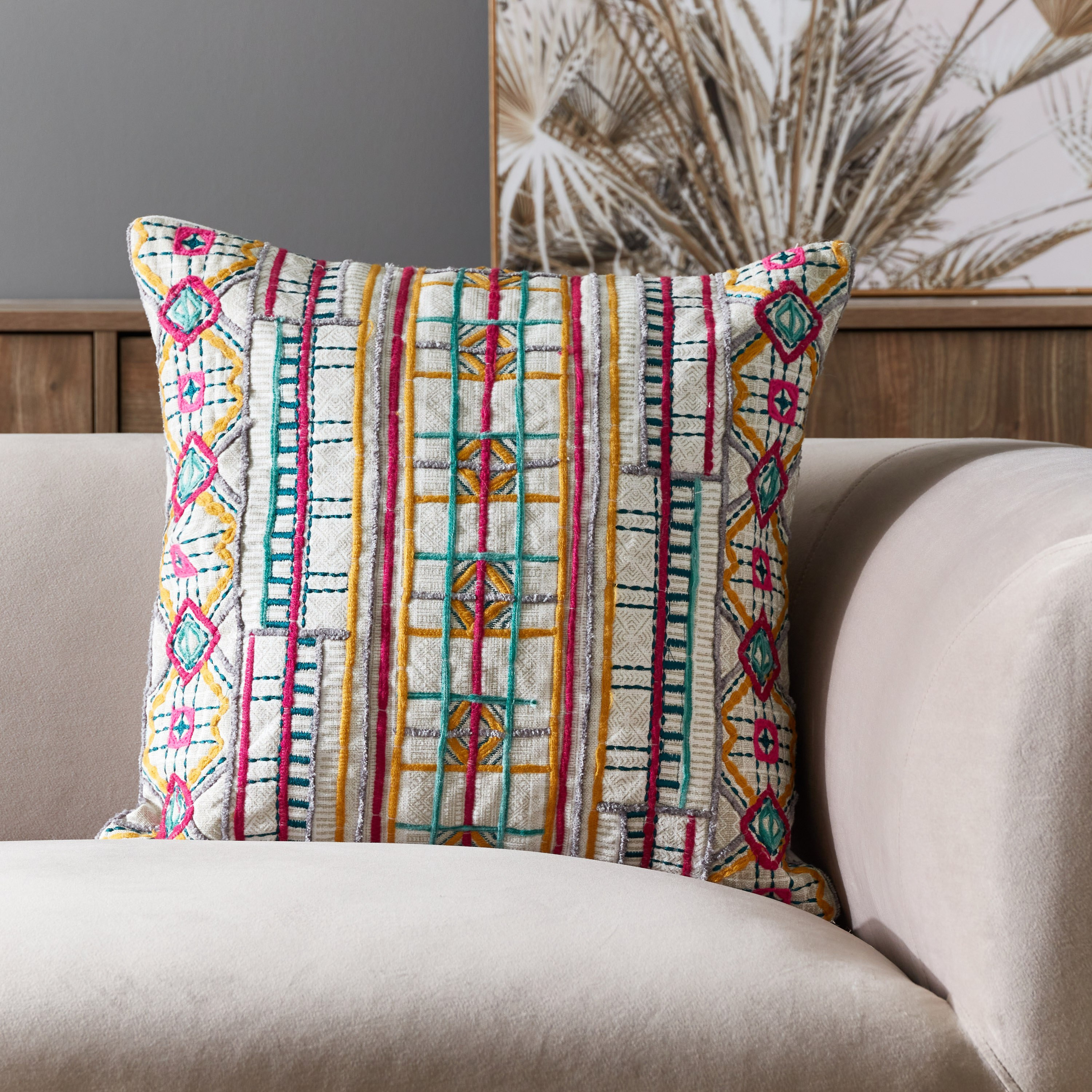 غطاء وسادة مزين من بوهو فلينت - 45x45 سم-hbxhomeware-cushionsandcovers-cushioncovers-image-1