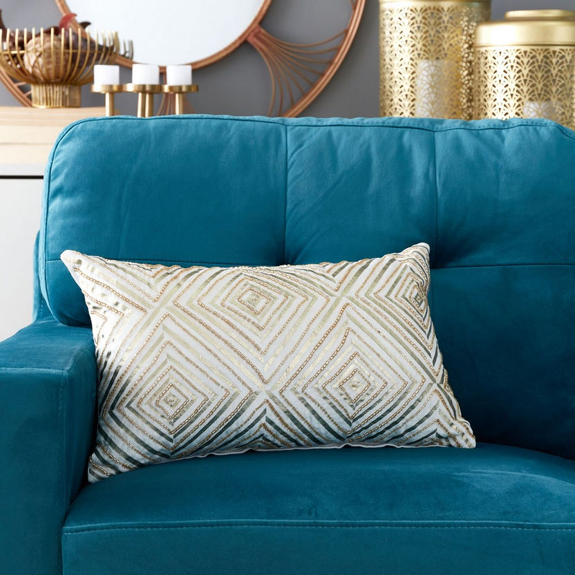 Maverick Cyan Embellished Filled Cushion - 30x50 cm-Filled Cushions-image-0