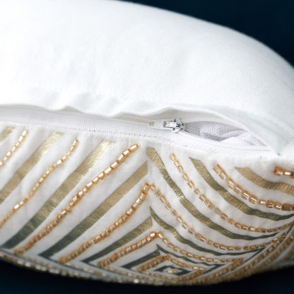 Maverick Cyan Embellished Filled Cushion - 30x50 cms