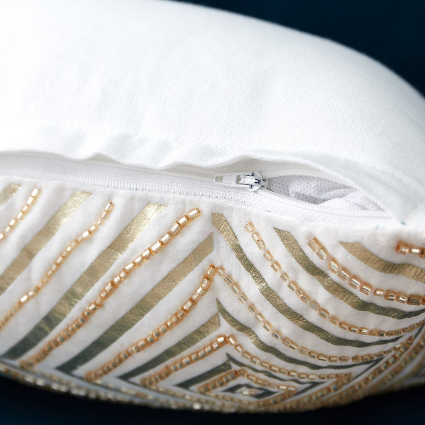 Maverick Cyan Embellished Filled Cushion - 30x50 cm-Filled Cushions-image-2