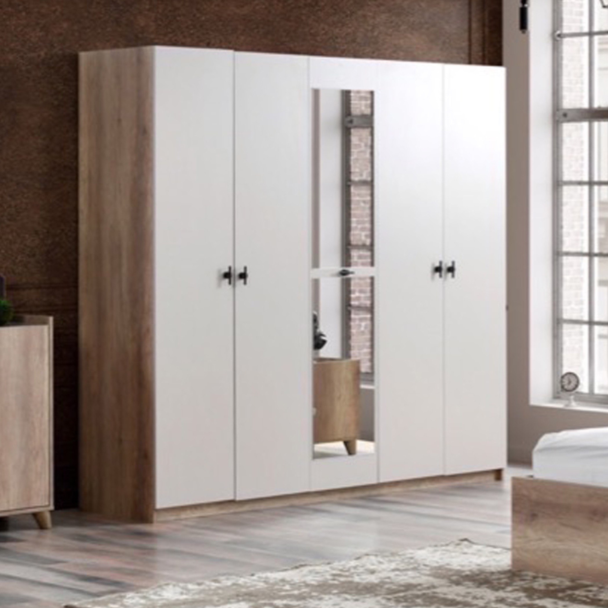 خزانة ملابس 5 أبواب بمرآة من ألاسكا-hbxfurniture-wardrobes-image-1