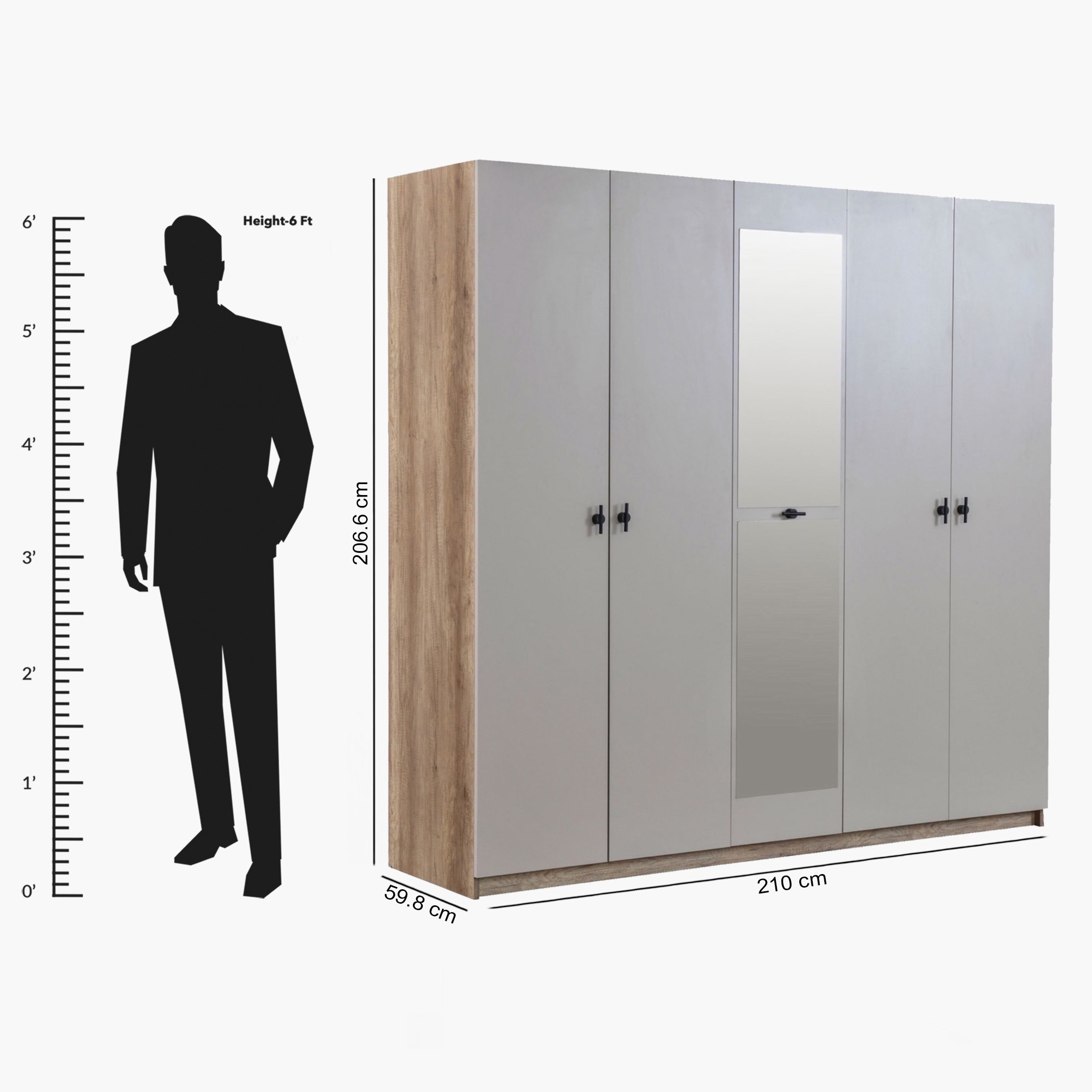 خزانة ملابس 5 أبواب بمرآة من ألاسكا-hbxfurniture-wardrobes-image-7