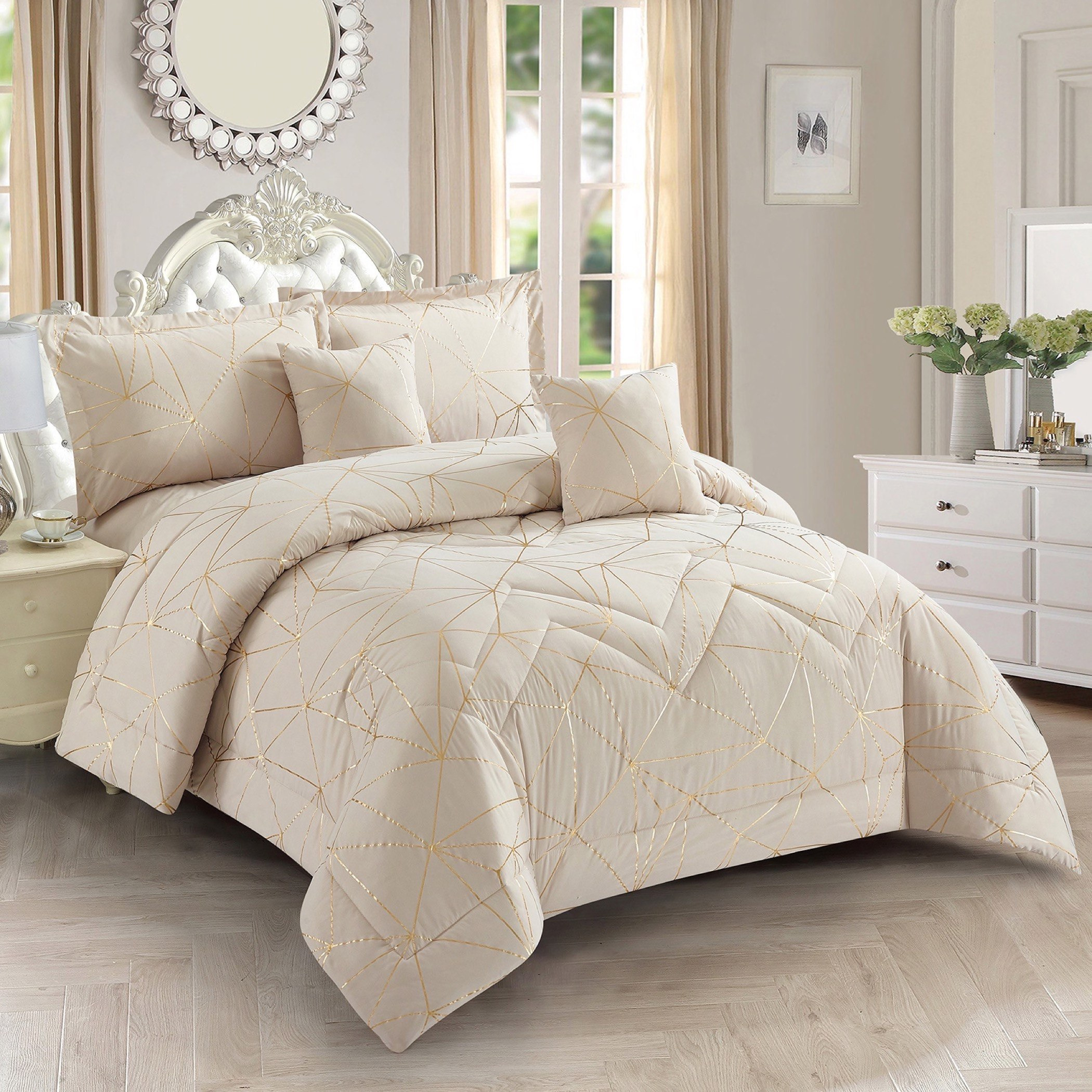 طقم لحاف كينج ألياف دقيقة بطبعات فويل 5 قطع من سامية - 220x240 سم-PROMO_HB_AE_B1G1_250925-image-1