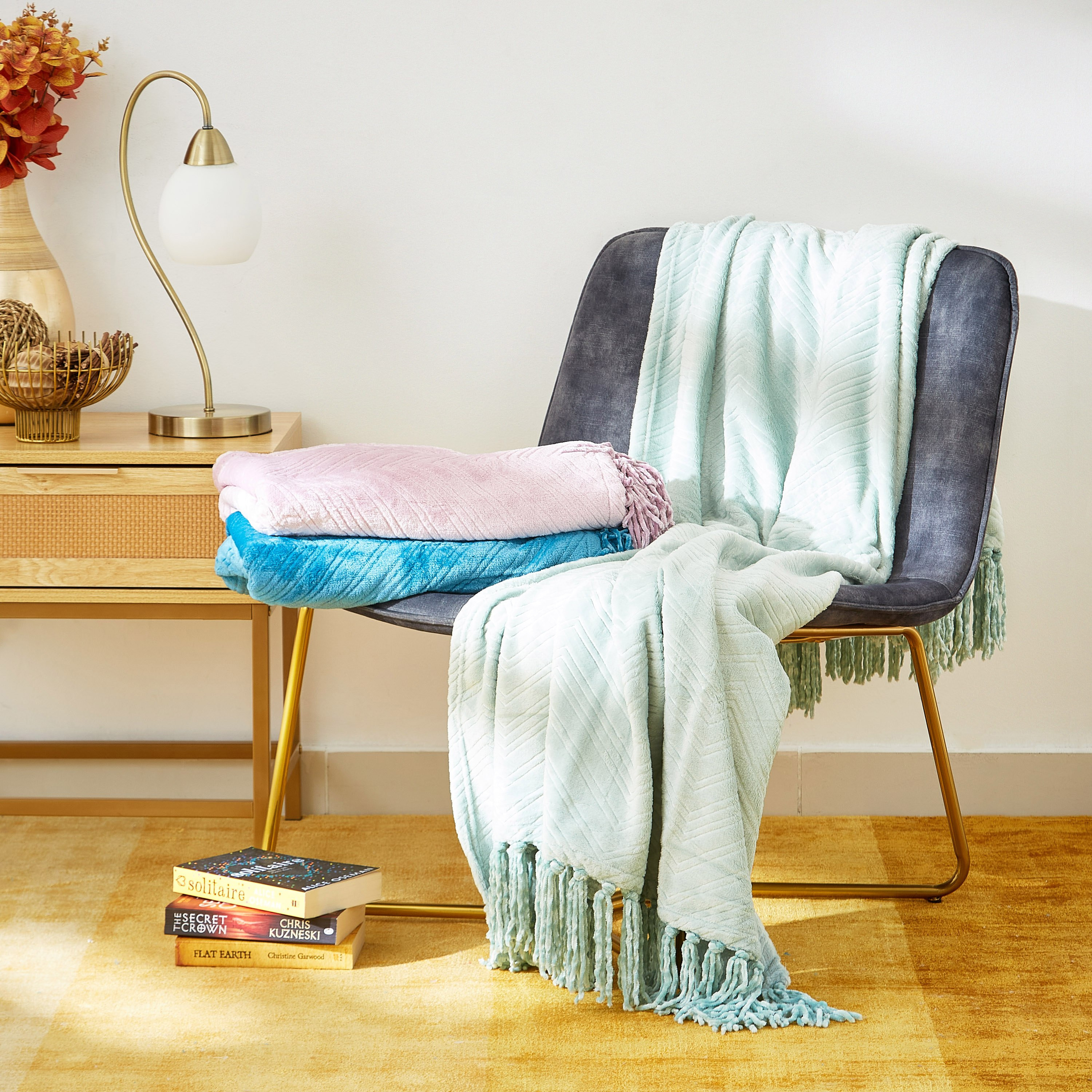 Lavish Embossed Solid Flannel Throw - 130x180 cm-hbxhomeware-hbxbedroom-image-4