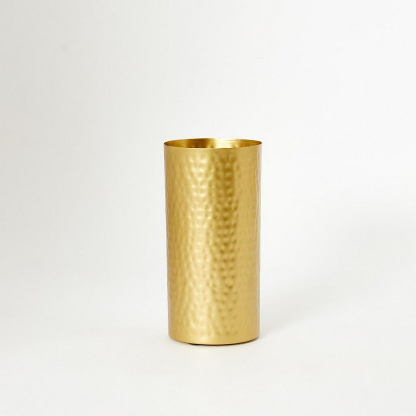 Modern Metal Hammered Cylindrical Vase - 9x9x17.5 cm-Vases-image-4