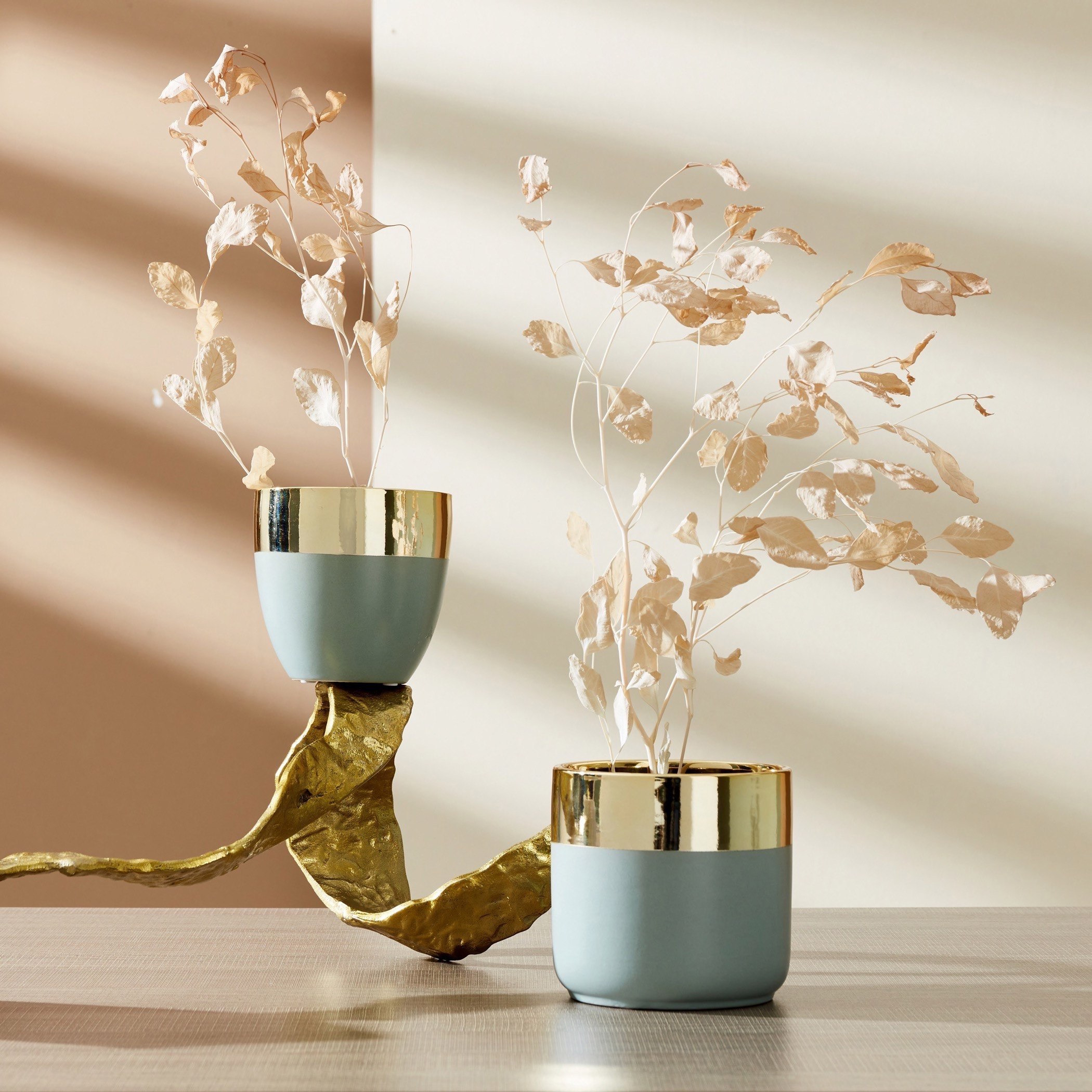 Arya Ceramic Dual Tone Small Cylindrical Vase - 15.5x15.5x15 cm-hbxbedroom-decorandaccessories-vases-image-5