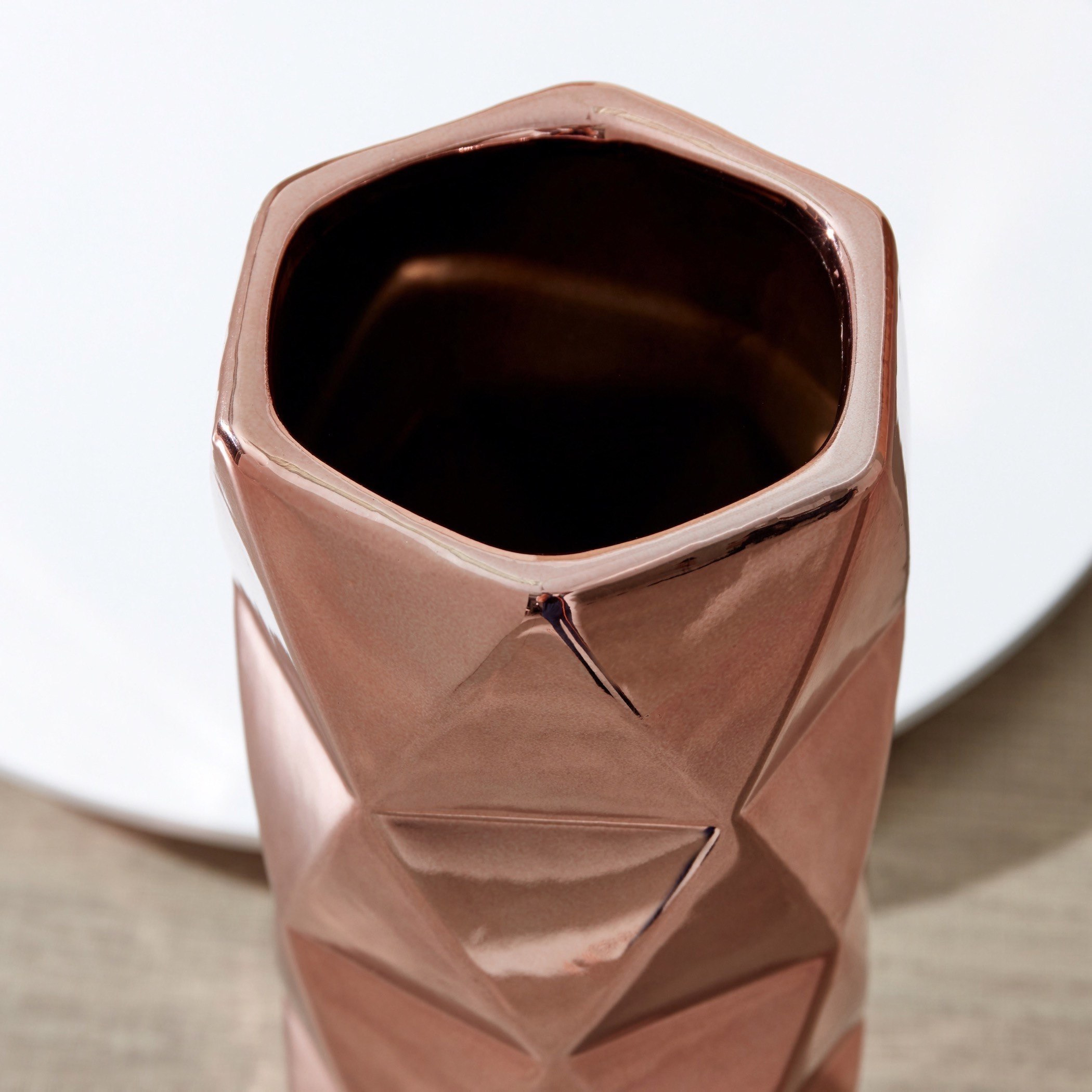 Arya Ceramic Faceted Large Cylindrical Vase - 12.5x12.5x35.5 cm-hbxbedroom-decorandaccessories-vases-image-3