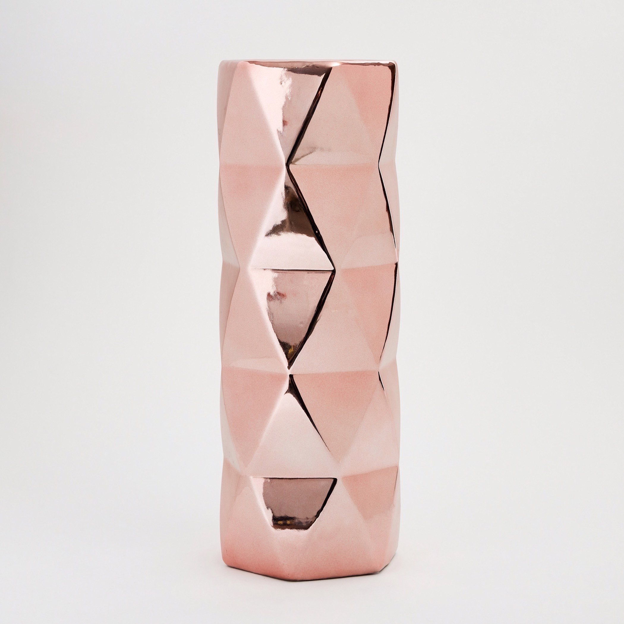 Arya Ceramic Faceted Large Cylindrical Vase - 12.5x12.5x35.5 cm-hbxbedroom-decorandaccessories-vases-image-6